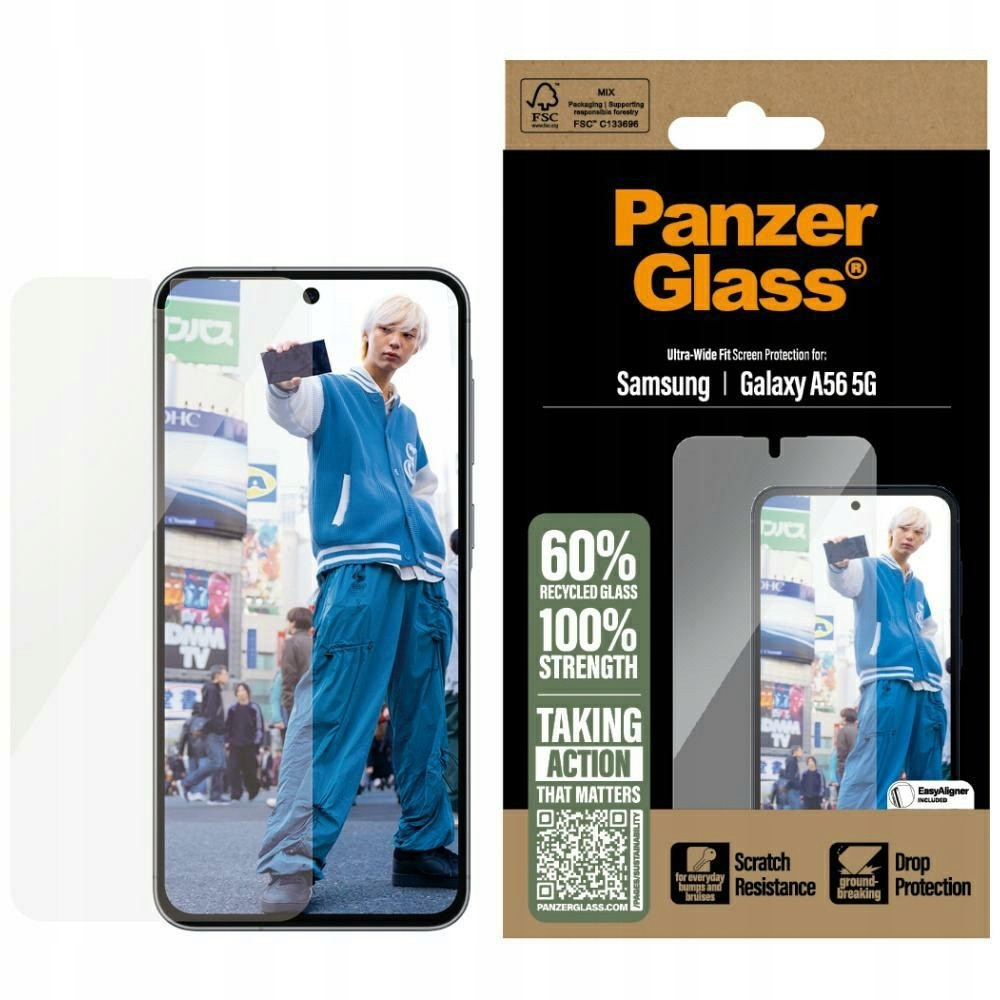 Sklo PanzerGlass pro Galaxy A56 5G na displej 9H, odolné proti poškrábání