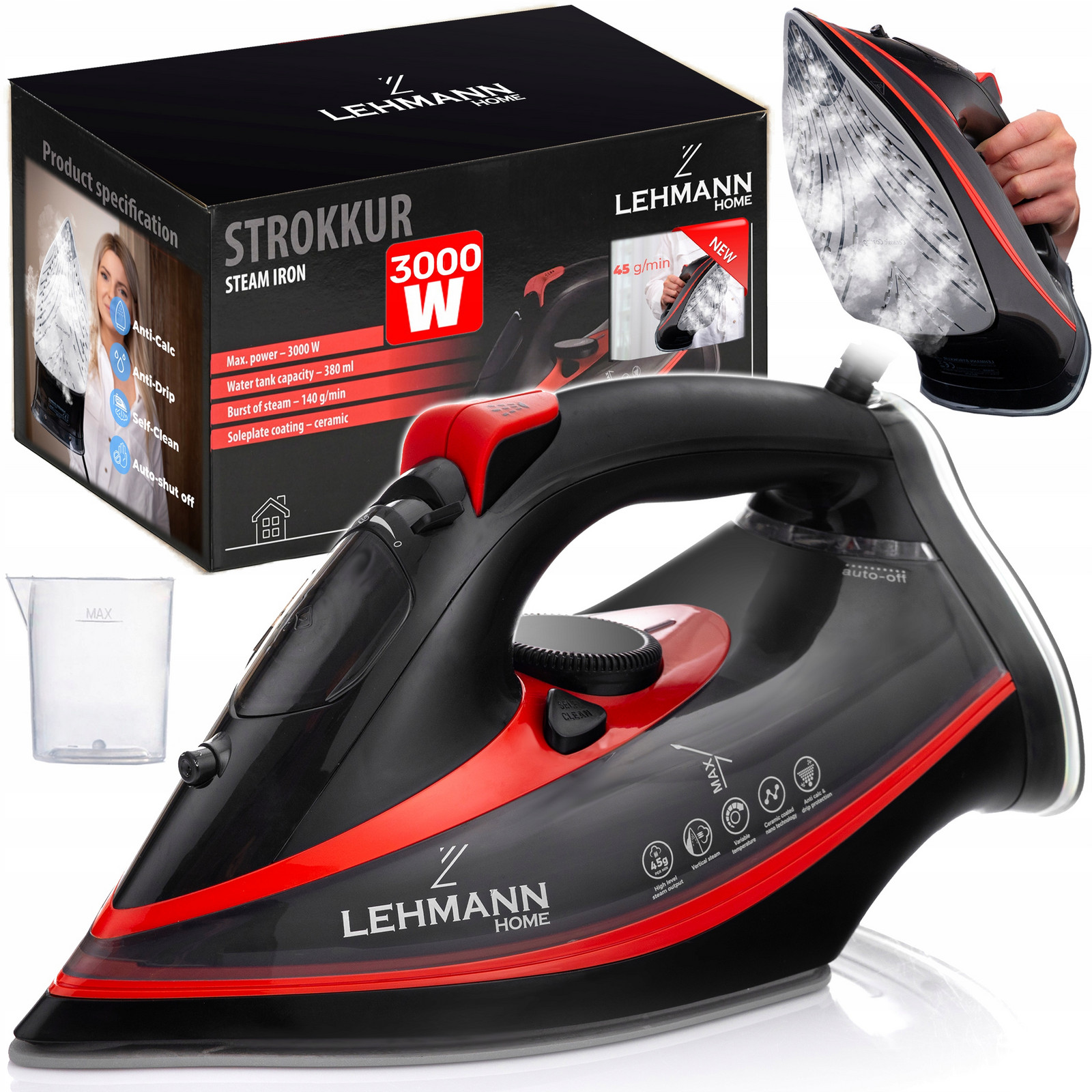 Žehlička Povrchová Úprava Stopa 3000W Hasič 9v1 Anti-drip Lehmann