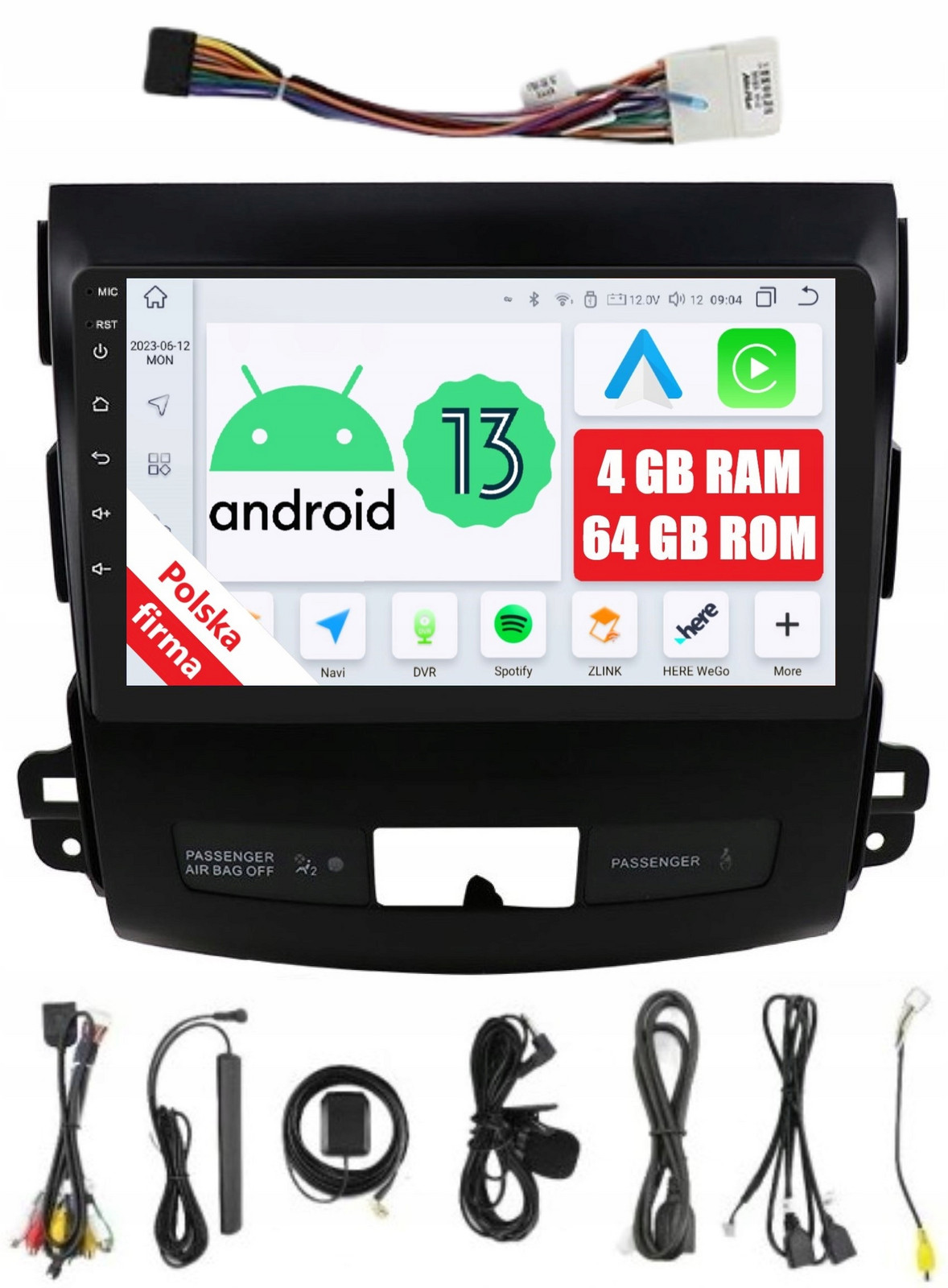 Rádio 2DIN Android Mitsubishi Citroen C-crosser 4/64 Gb Dsp Carplay Lte