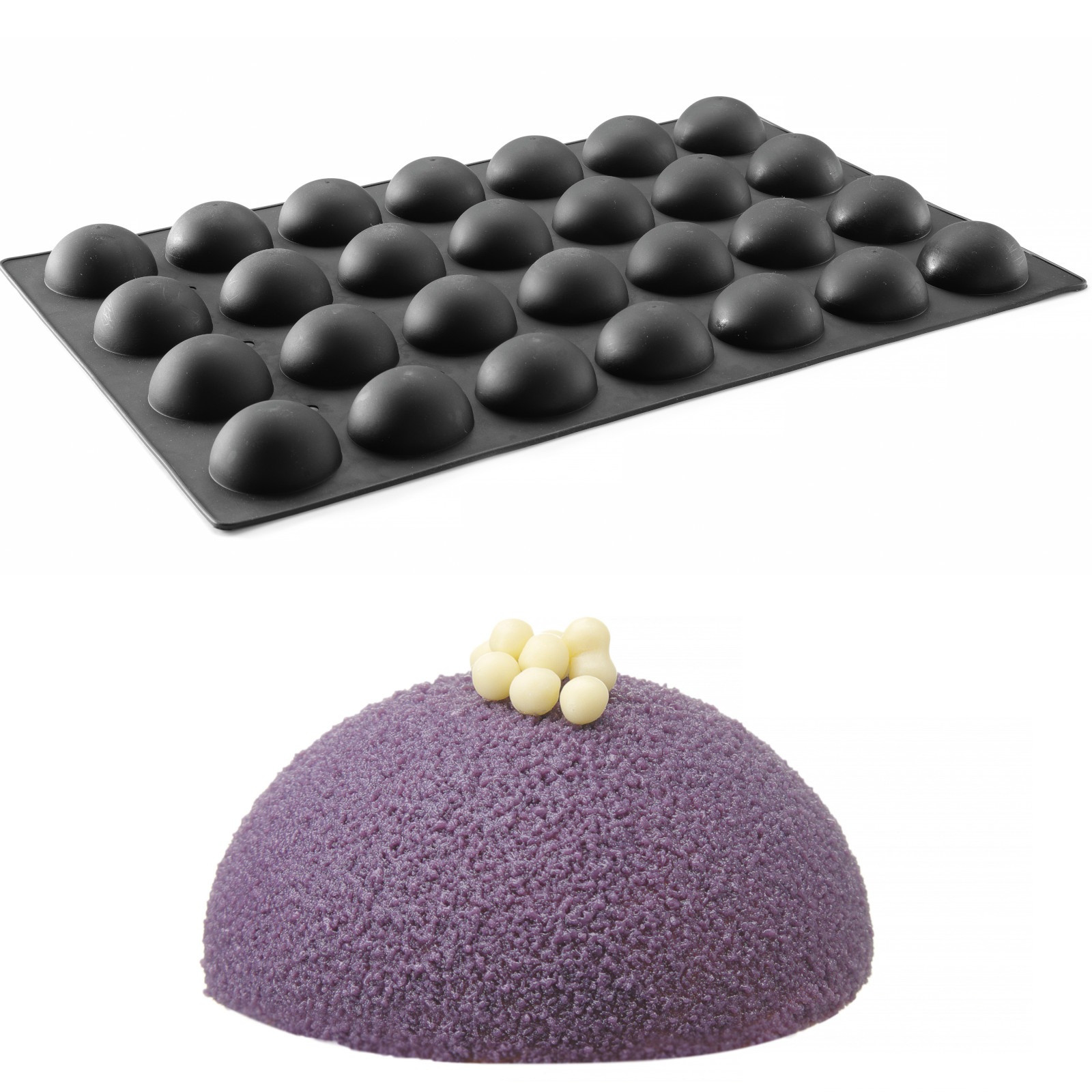 Silikonová forma na pralinky a pečicí pěny 600 x 395 mm půlkruh