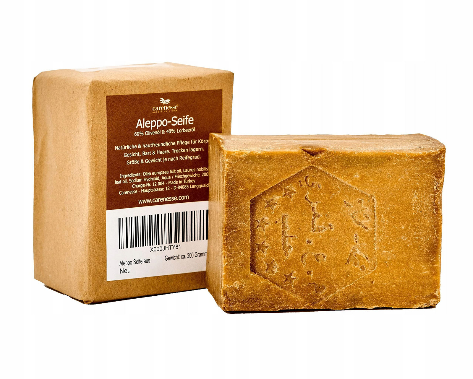 Careness Aleppské Mýdlo 60% Olivový Olej 40% Vavřín 200 G Přírodní Veganské Mýdlo