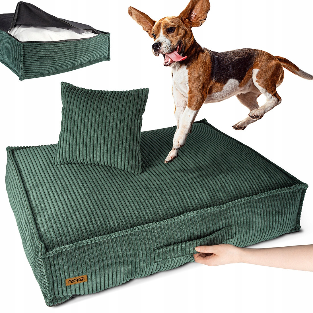 Pelíšek pro psa Postel Matrace Pohovka Potah pro psa Zelená L 80x60 cm