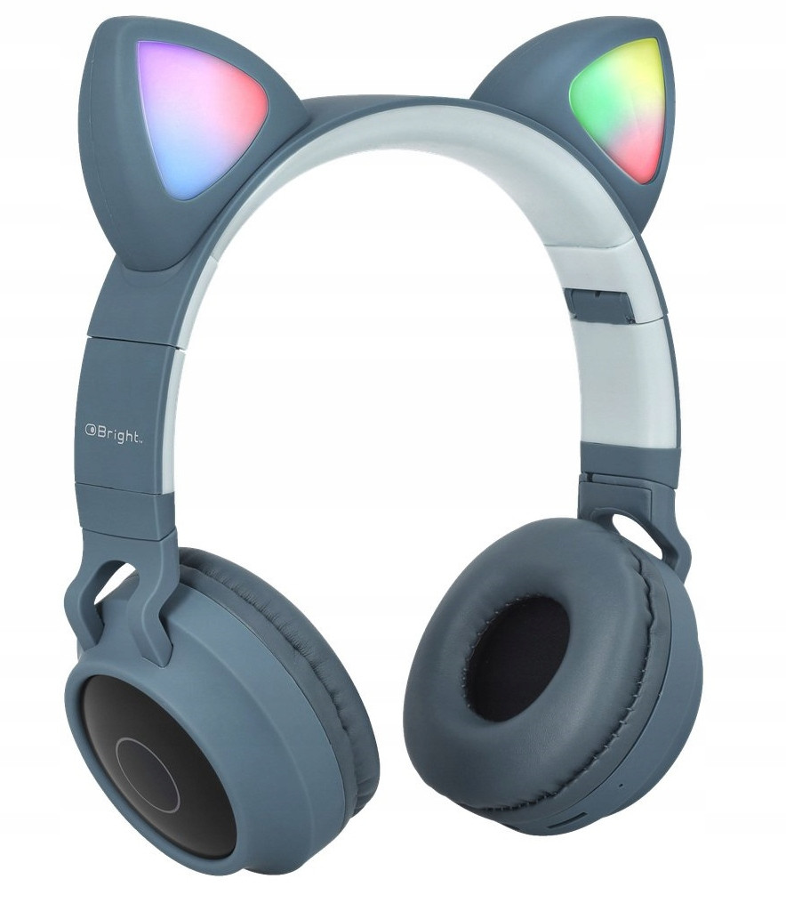 Sluchátka Bezdrátová Na Uši Cat Ears Kočičí Uši Led Bluetooth 3,5mm Sd