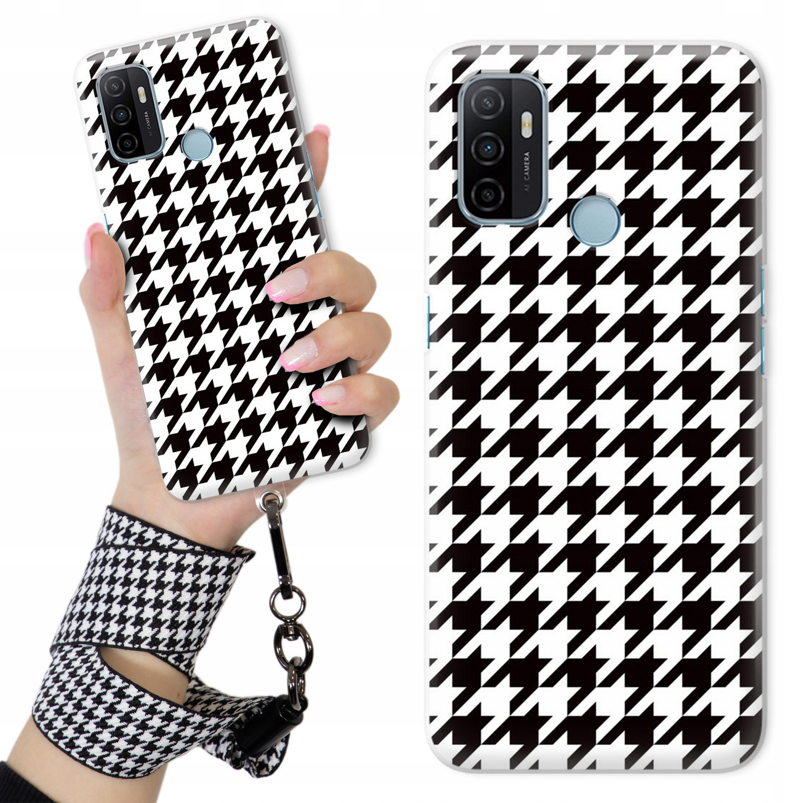 Pouzdro Premium Pro Oppo A53S Kryt Case Strap Pepitkové Vodítko Mřížka