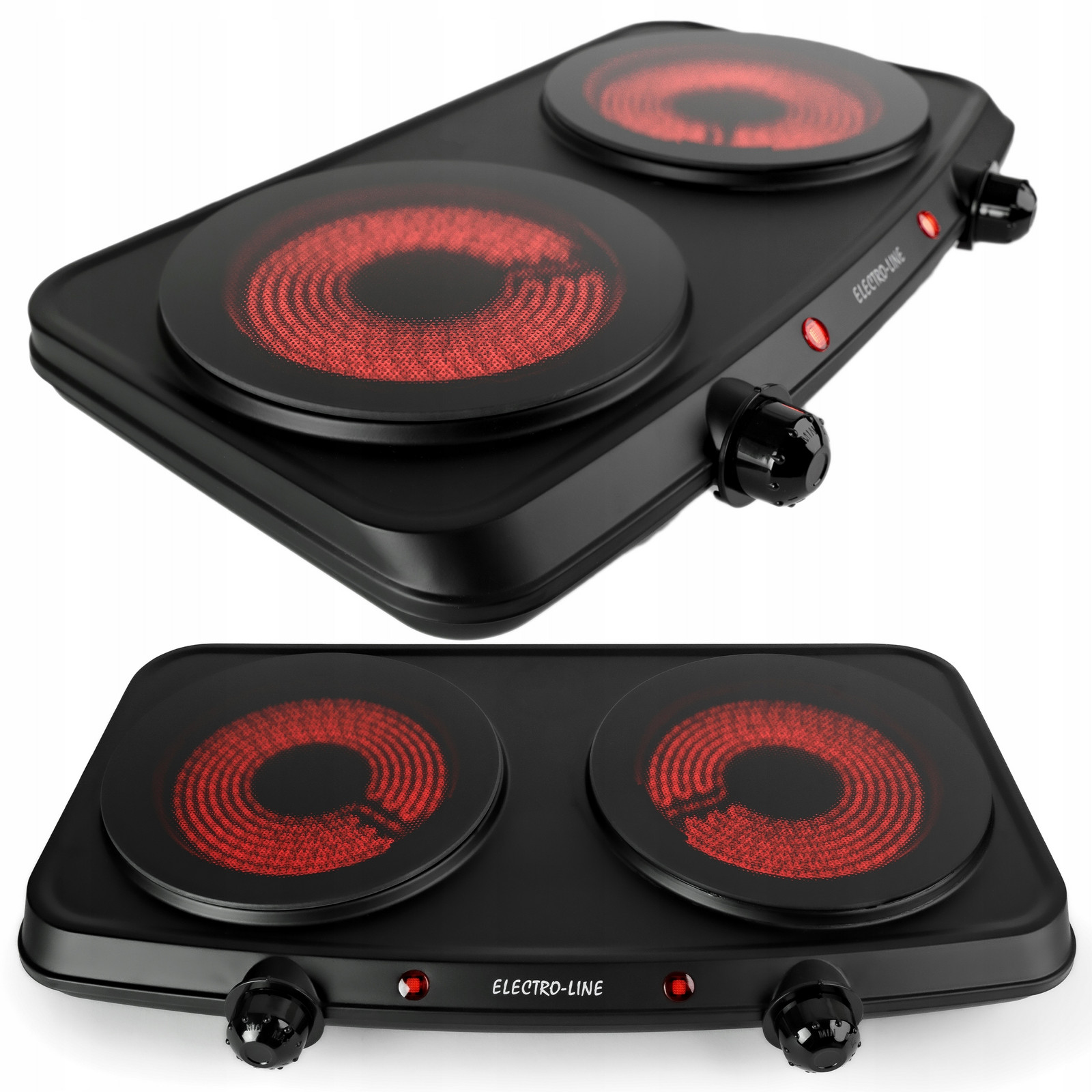 Elektrický Turistický Přenosný Vařič 2 Hořáky Termostat 2500 W