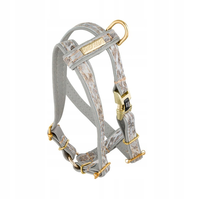 Barry King Postroj pro psa Wild Snow Leopard Šedý Kožený Mosaz M