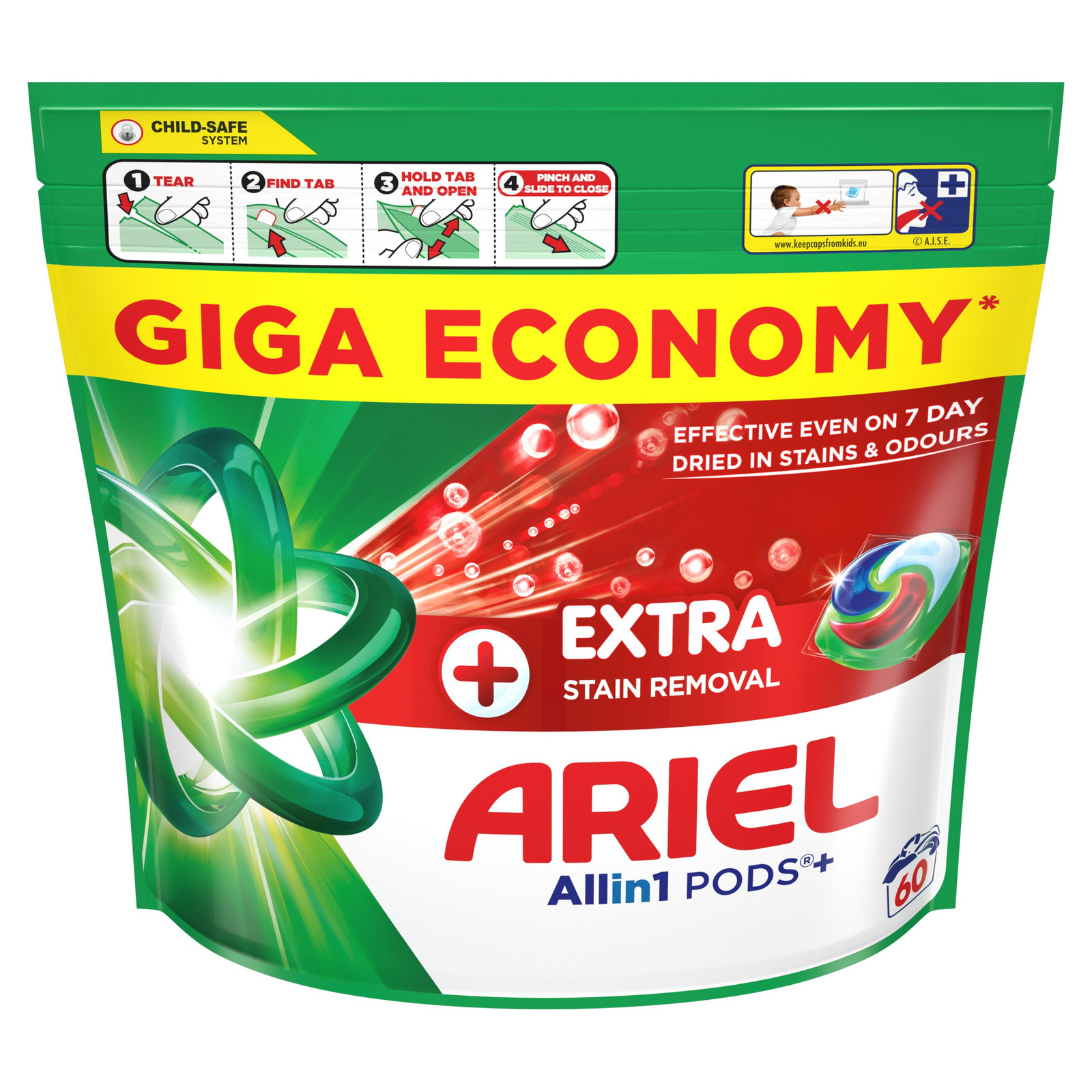 Ariel Plus Extra Stain Rem.gel.kaps.na praní 60ks
