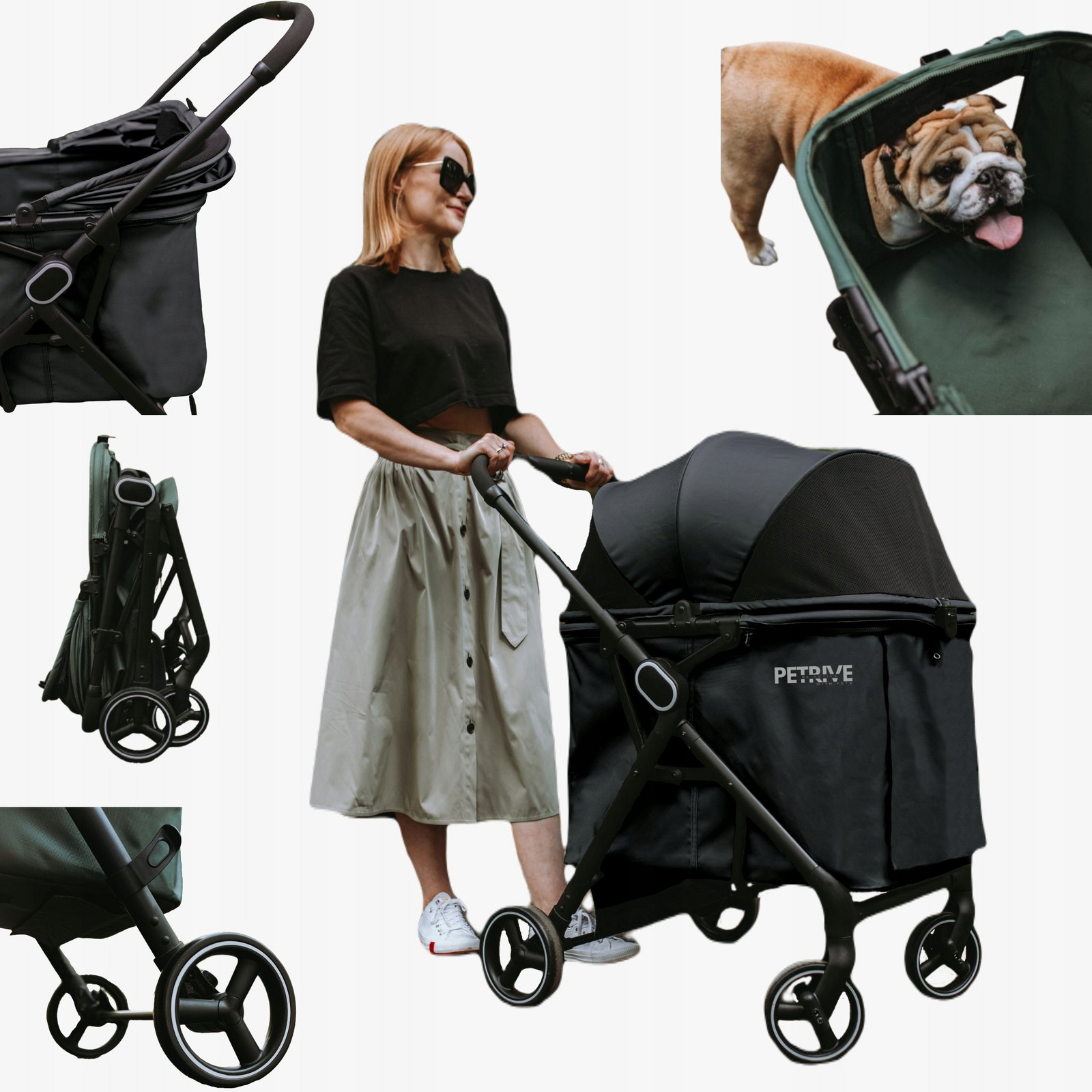 Kočárek pro psa, přepravka pro kočky, kočárek pro kočky Petrive do 30 kg