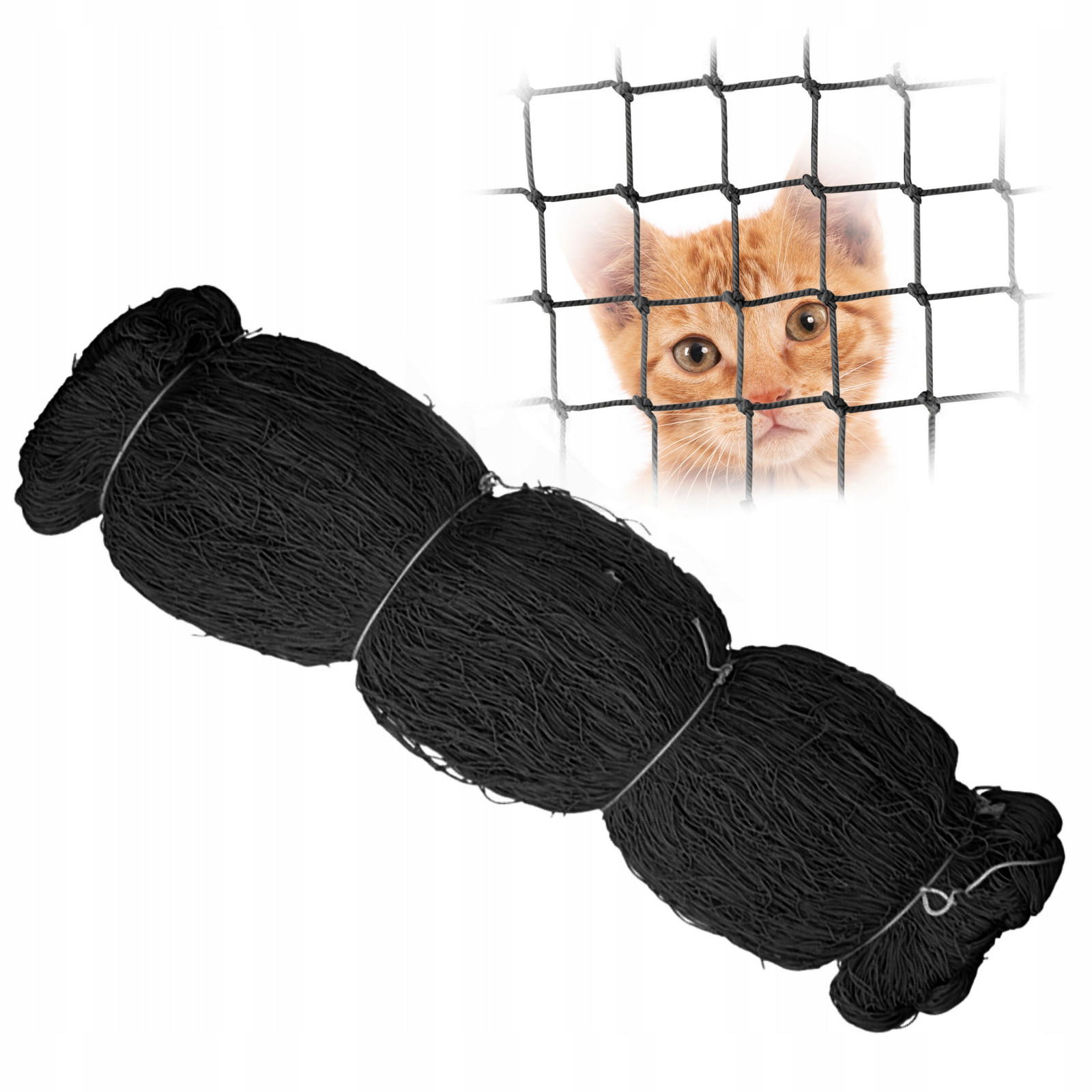 Síťka Na Balkon V Roli 6x2 m Pro Kočky Černé Očko 50x50 mm Bezpečné Kočky