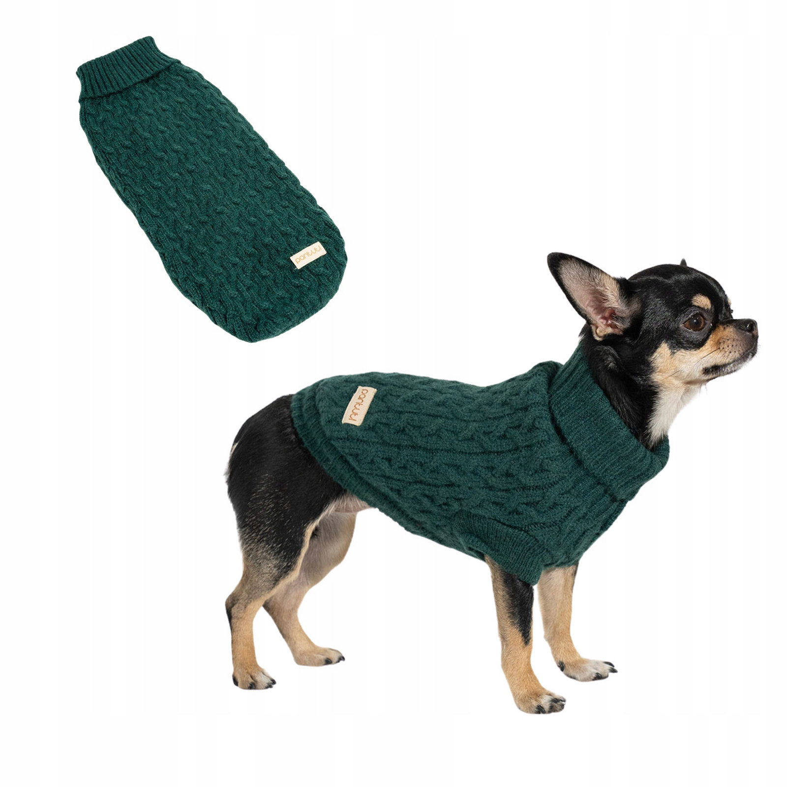 Teplý elastický svetr pro psa Kosma Tmavě zelená XL