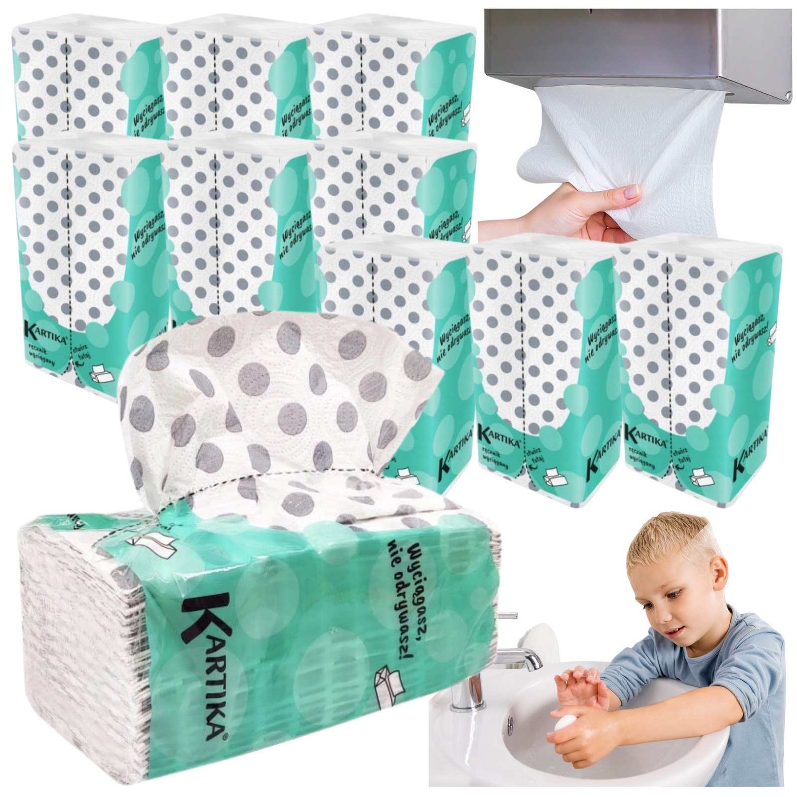 Skládací ručník Zz papírový Puntíky Kartika 2 vrstvy 150 Ks 10 balení