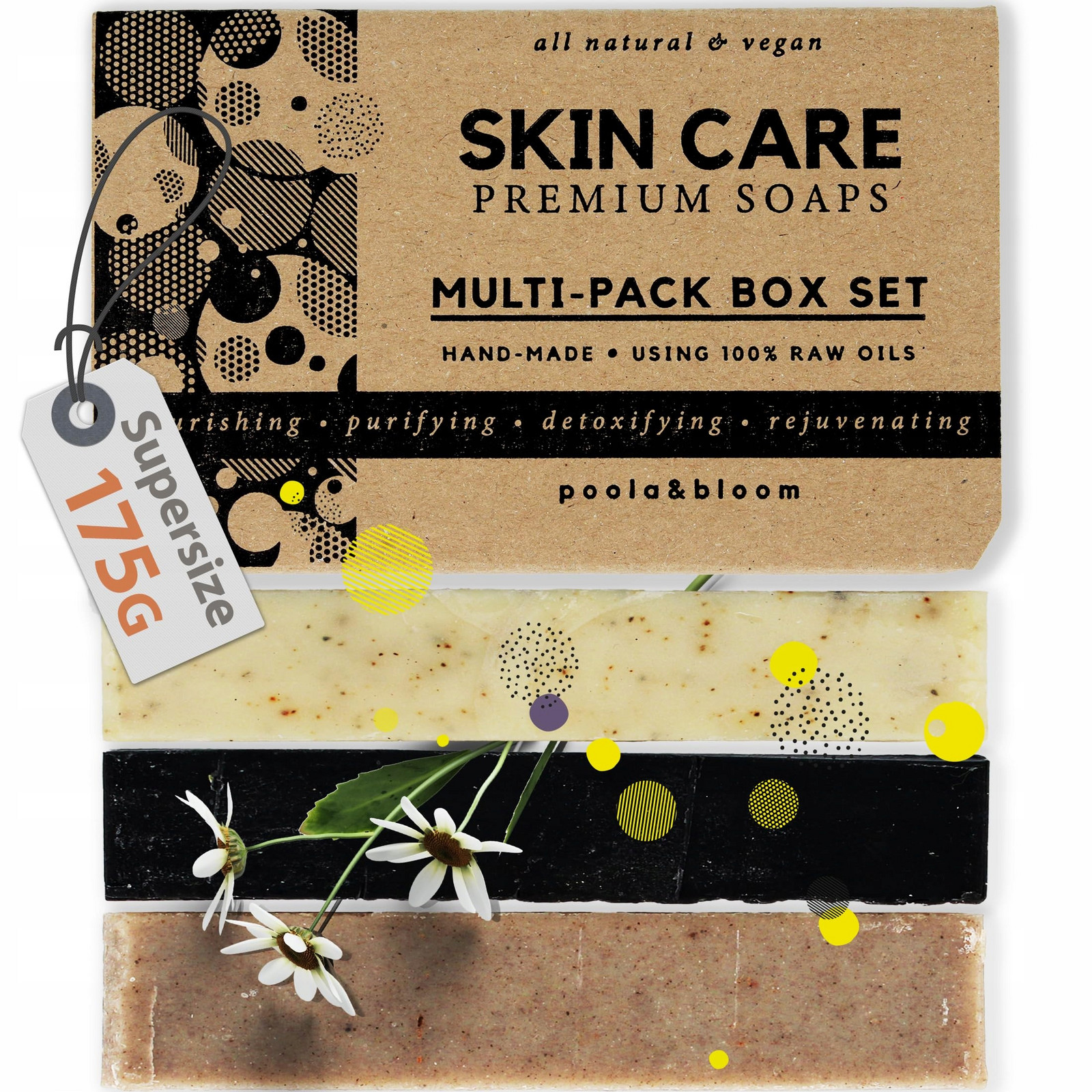 Poola & Bloom Sada Přírodních Mýdel Pro Muže 3 Kusy 175 G