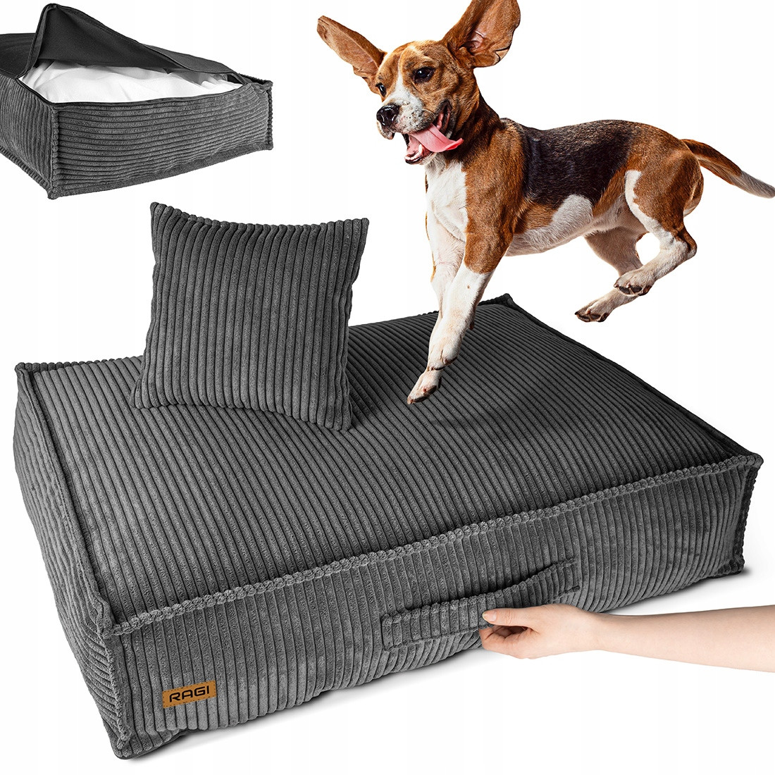 Pelíšek pro psa Postel Matrace Pohovka Potah pro psa Grafitová L 80x60 cm