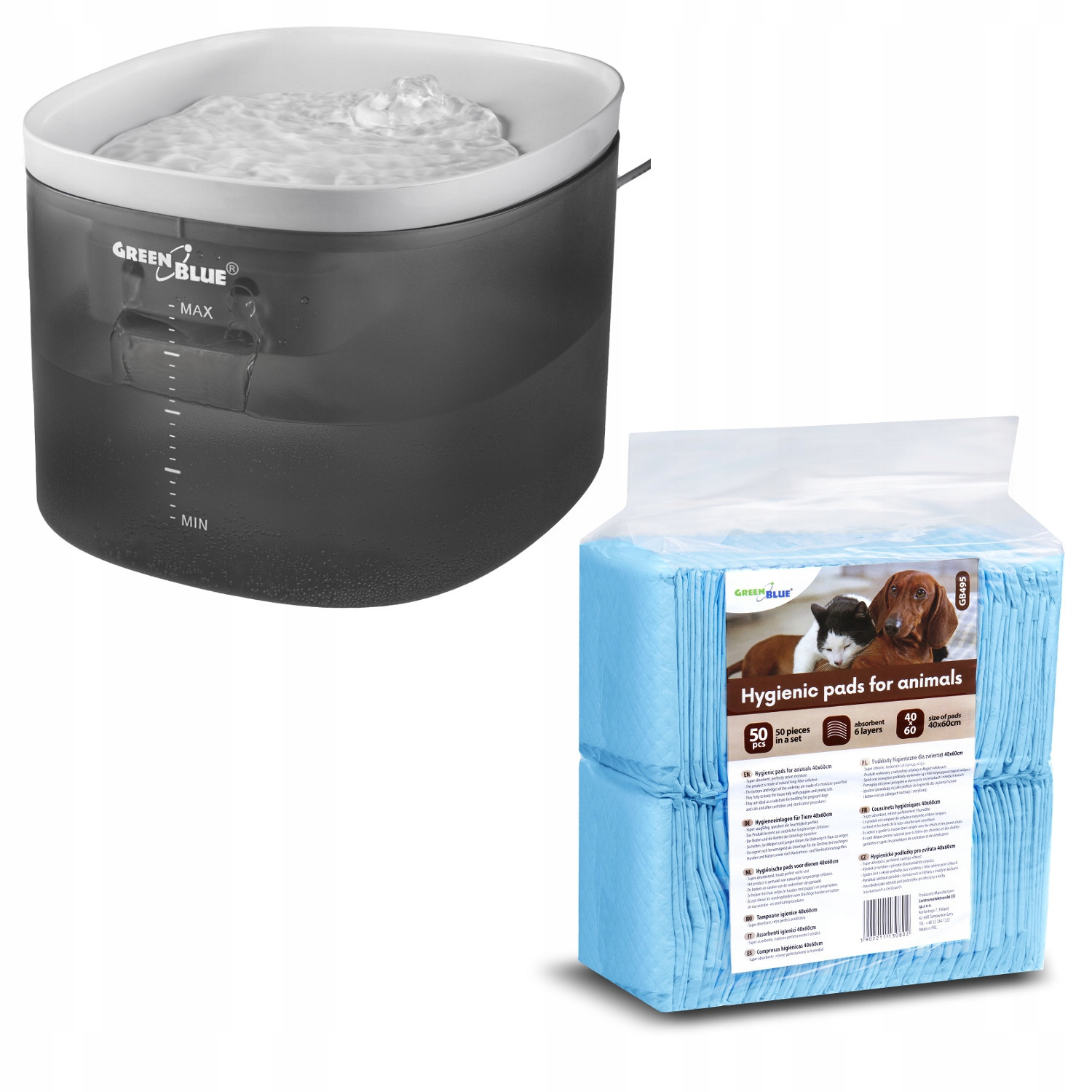 Napáječka pro psa kočku automatická miska tichá 3L hygienické podložky 50