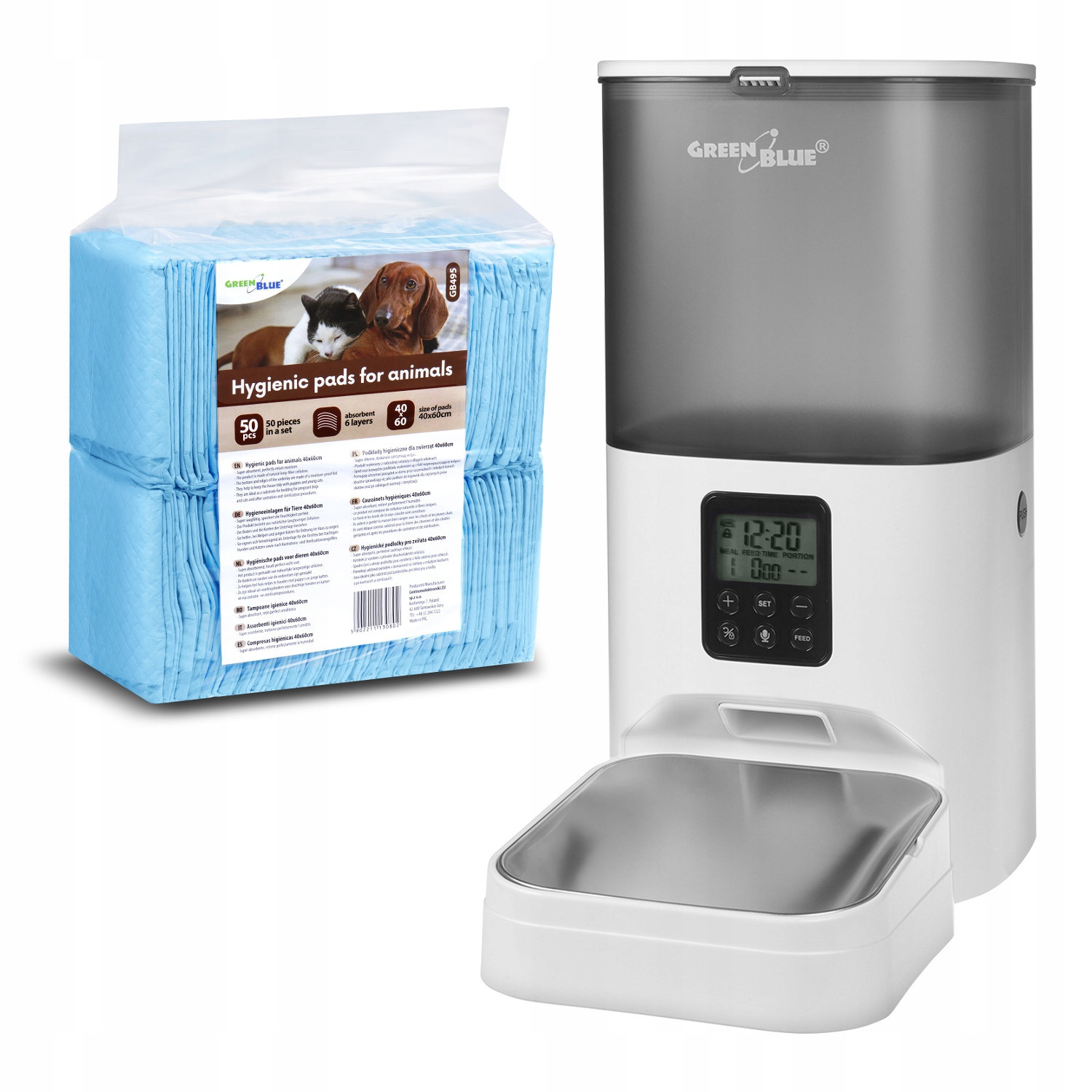Automatický podavač krmiva pro psy a kočky hygienické podložky