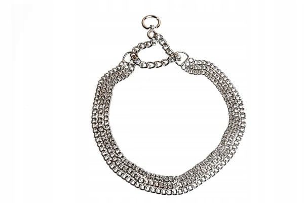 Obojek Řetěz trojitý 55-65cm Stříbrný