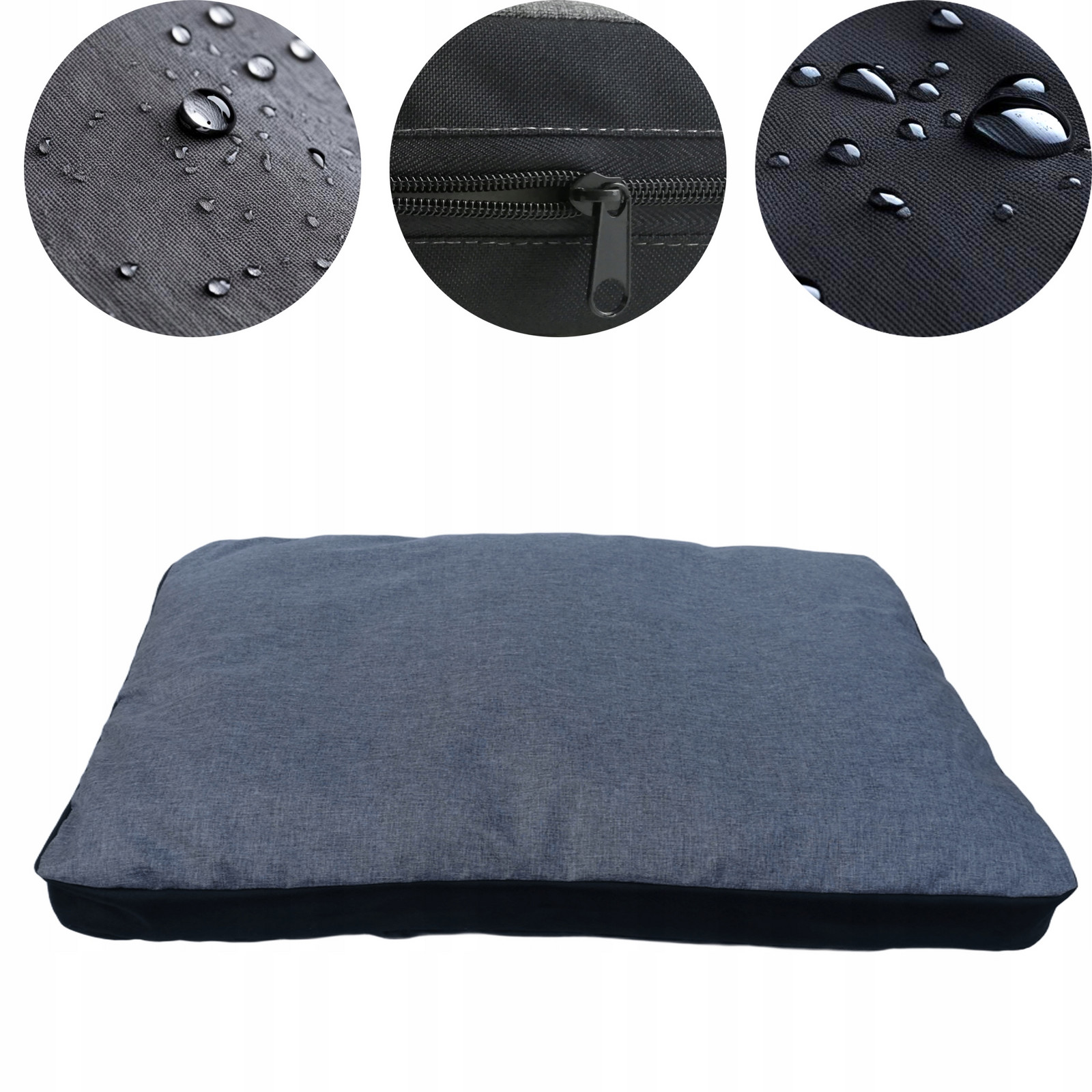 Pelíšek pro psa Oboustranný matrace Na Zip pohovka šedý len L 90/60/9