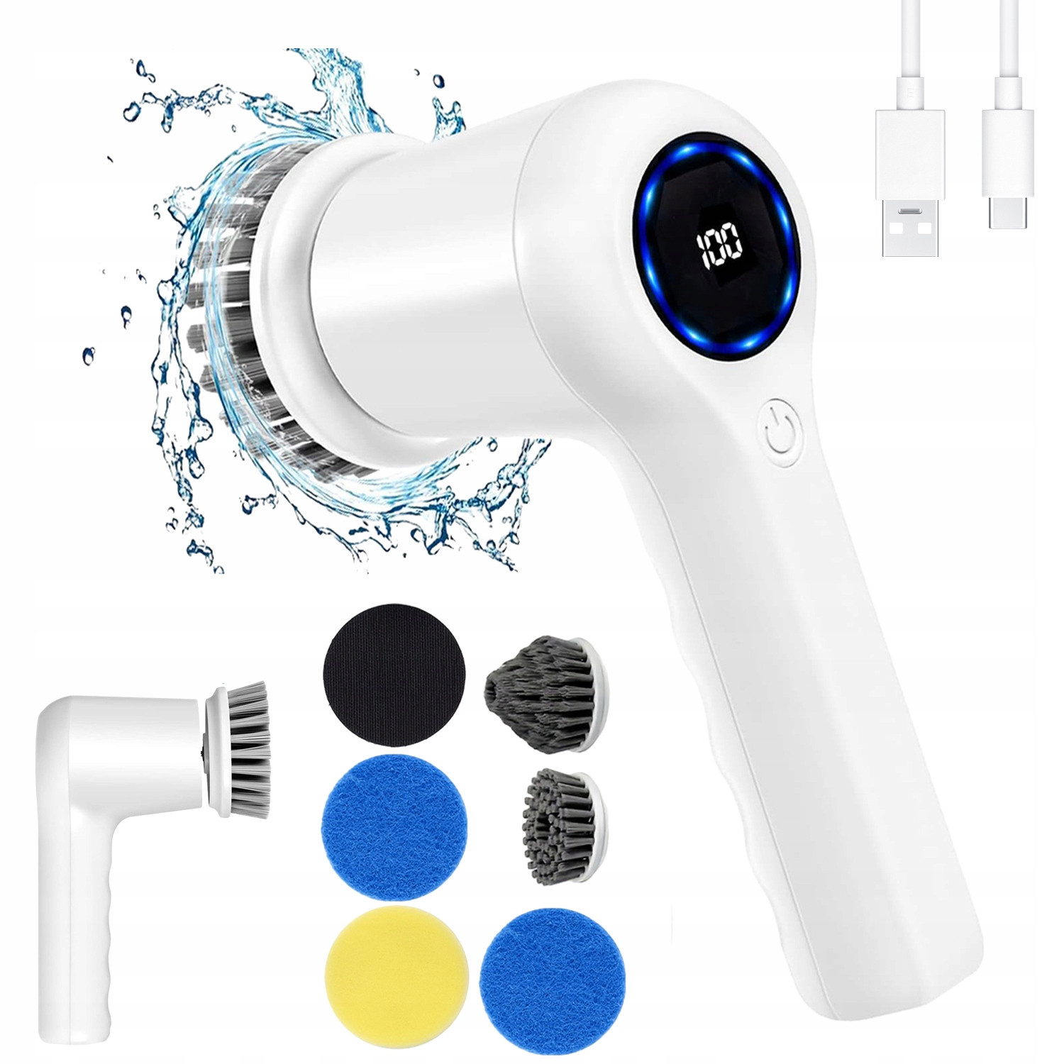 Elektrický Ruční Kartáč Na Čištění Pro Domácnost 6V1+6 Kartáčkových Hlav