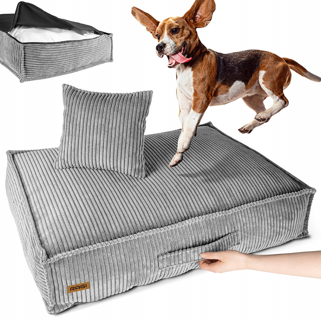 Pelíšek pro velkého psa Matrace Potah pro psa Světle šedá XL 100 x 70 cm