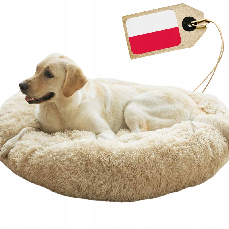 Pelíšek Premium 120 CM pro psa kočku Plyš Obláček Antistresový Krém Bílý