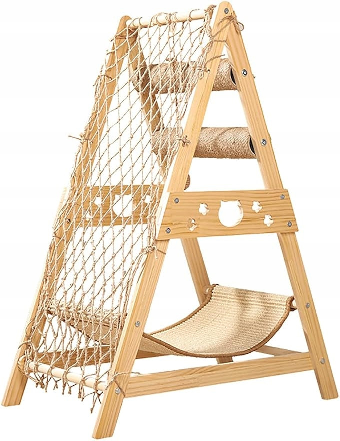 Lezecký Žebřík Pro Kočky S Škrabadlem A Houpací Sítí Hračka