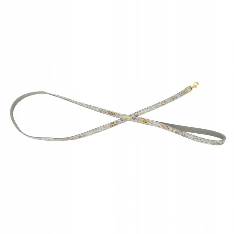Barry King vodítko pro psa Wild Snow Leopard, šedá, kožená, mosaz 1,2 m