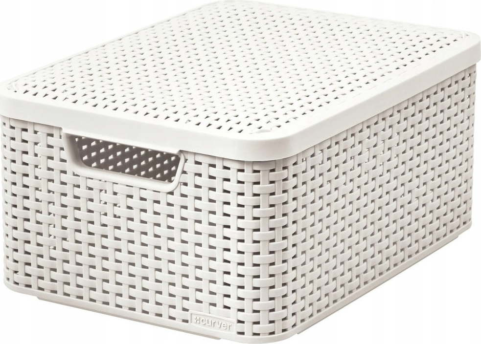 Krémový plastový úložný box s víkem 29x39x19 cm Style – Curver