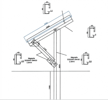 FVE konstrukce SAP30S6P1V pro 6 panelů 30st do země 6 x 1 vertikal