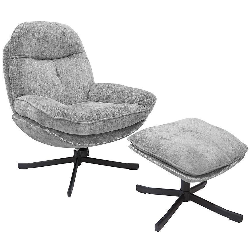 Křeslo Karmen s podnožkou světle šedá