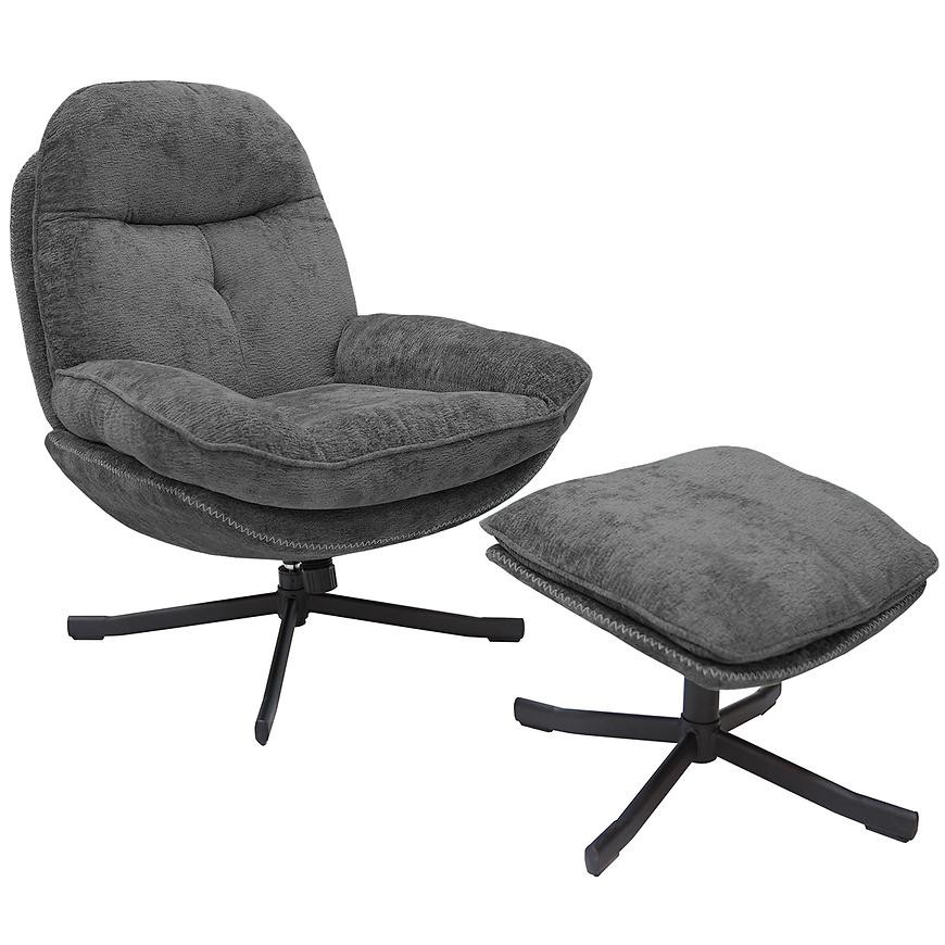 Křeslo Karmen s podnožkou tmavě šedá