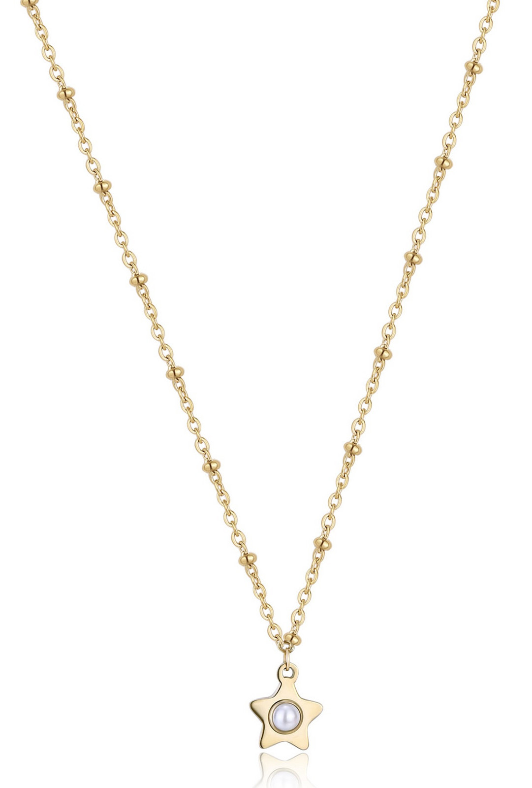 S'Agapõ Pozlacený náhrdelník Hvězdička s perlou Message SSG27