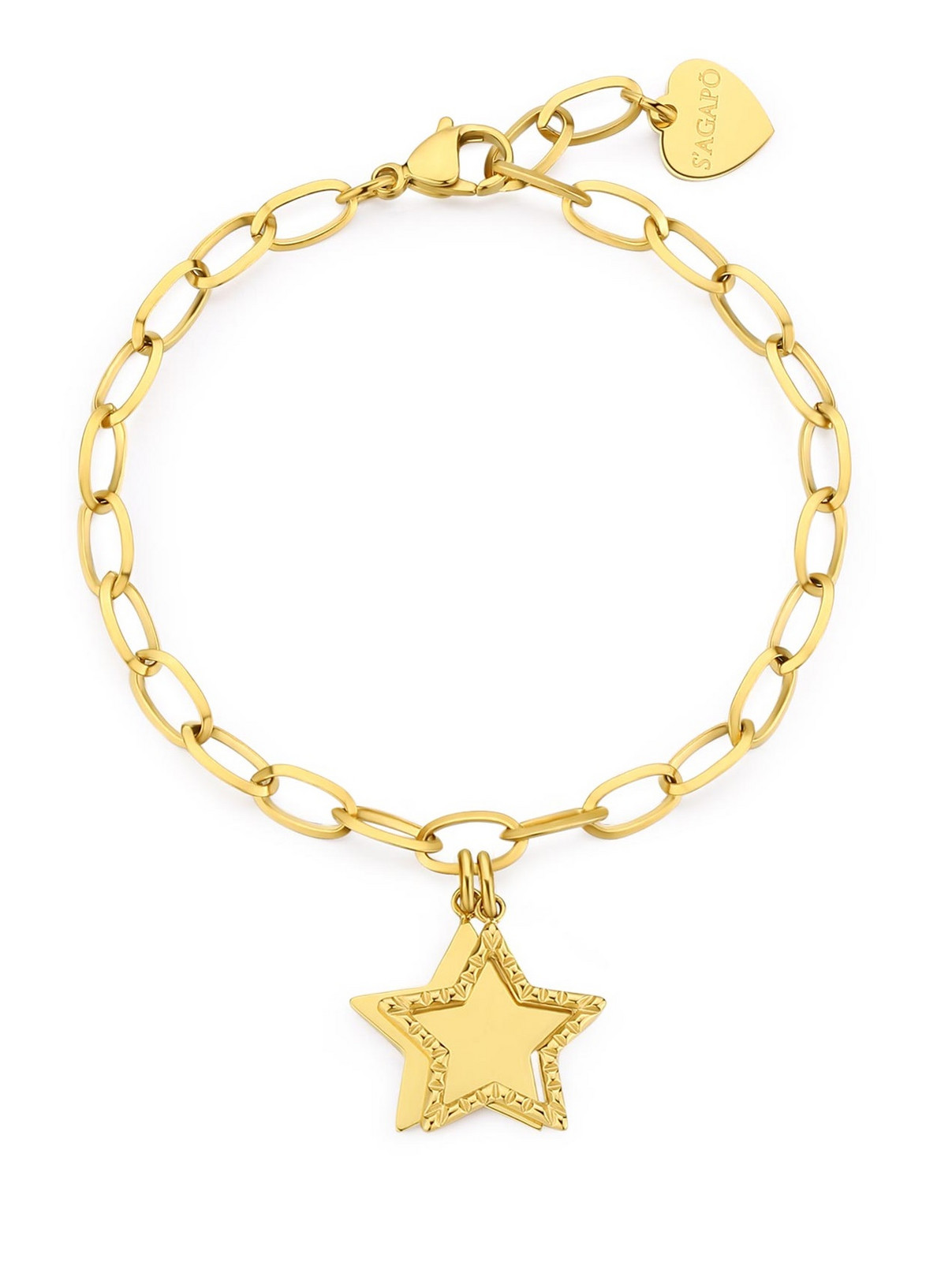 S'Agapõ Pozlacený náramek pro ženy Hvězdičky Message SSG18