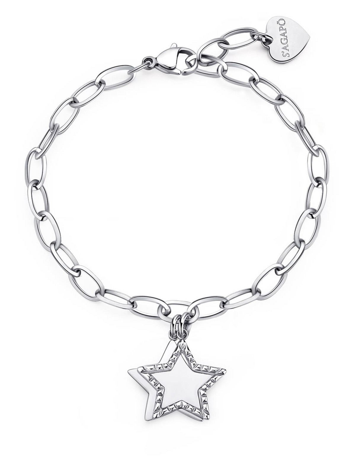 S'Agapõ Ocelový náramek pro ženy Hvězdičky Message SSG17