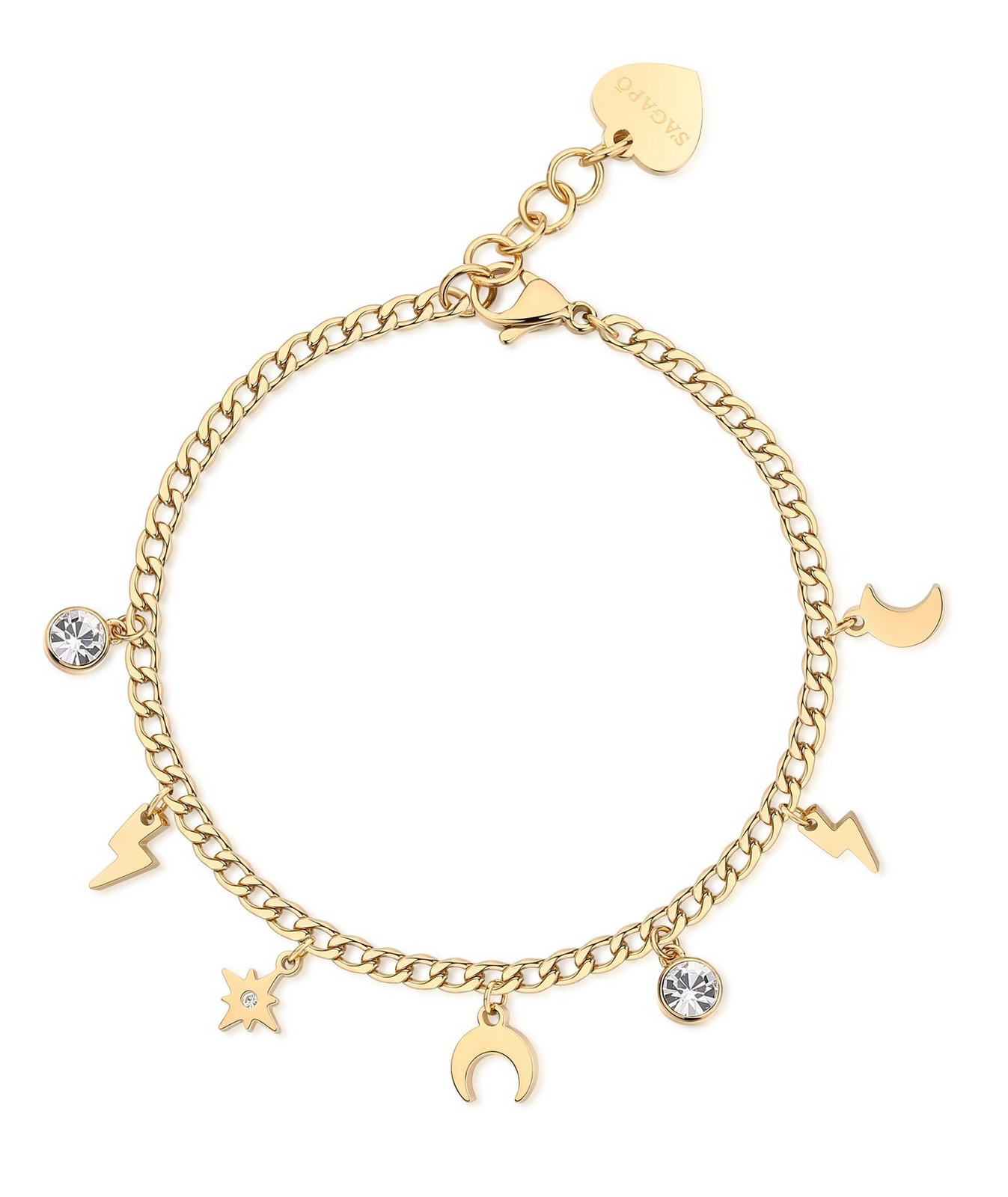 S'Agapõ Hravý pozlacený náramek s přívěsky Message SSG16