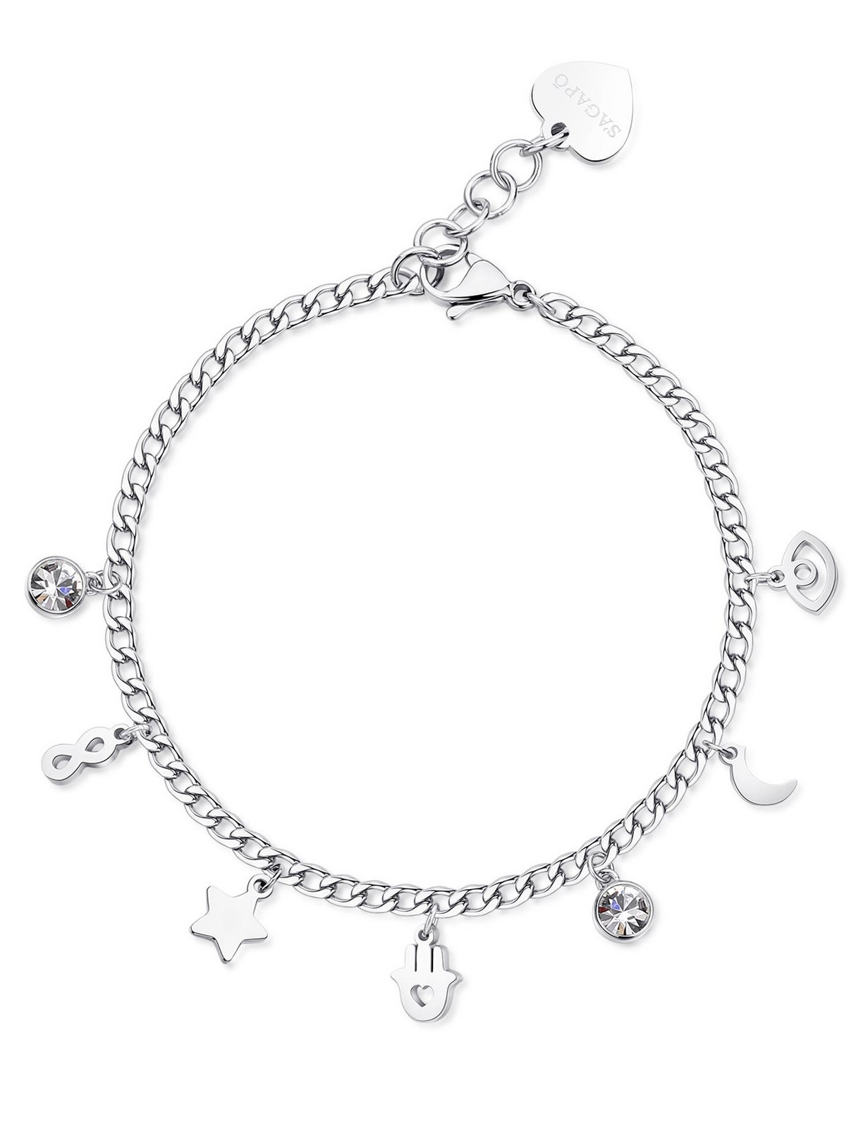 S'Agapõ Stylový ocelový náramek s přívěsky Message SSG12