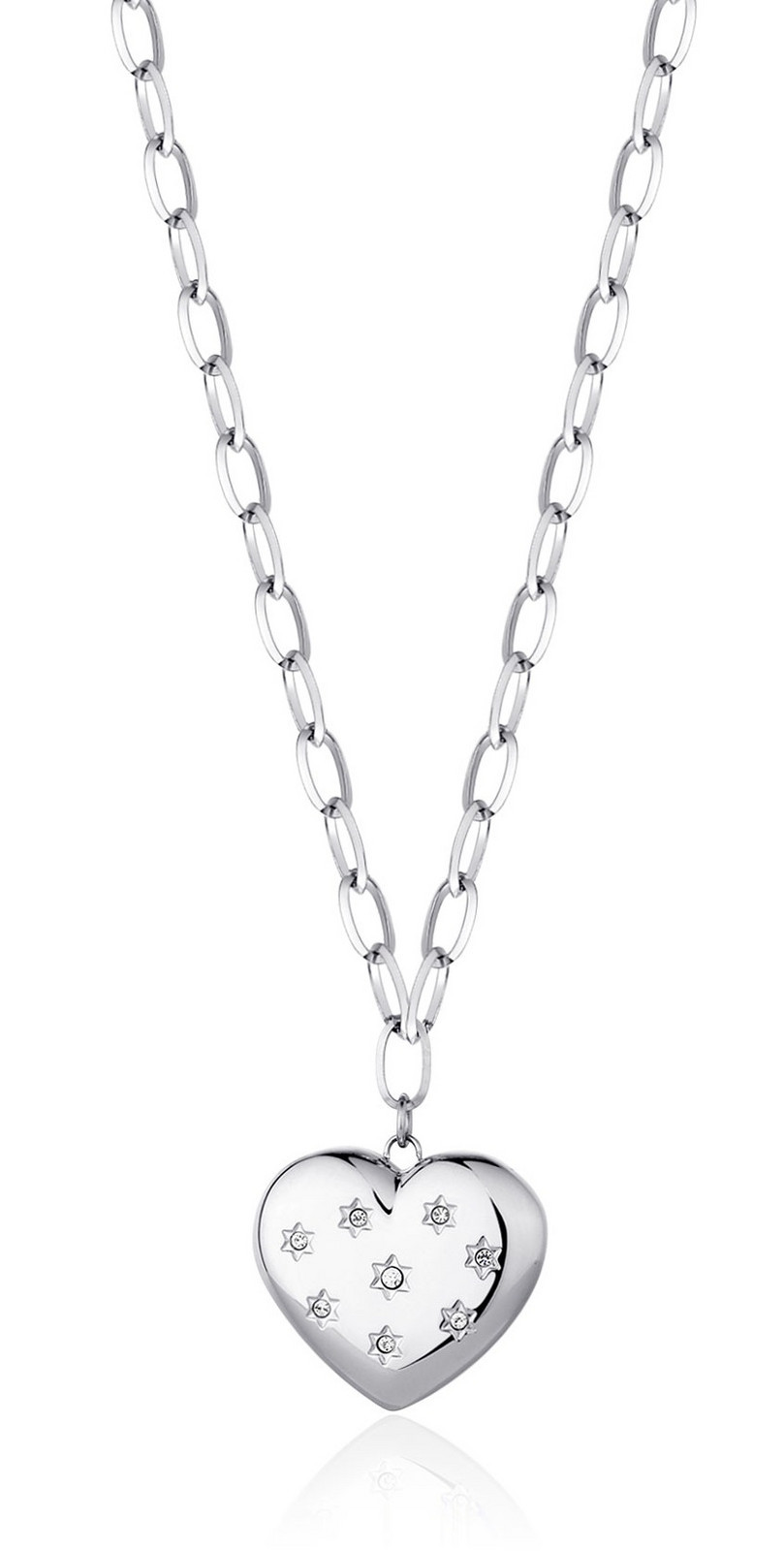 S'Agapõ Ocelový náhrdelník Srdce s krystaly Stellar SSE04