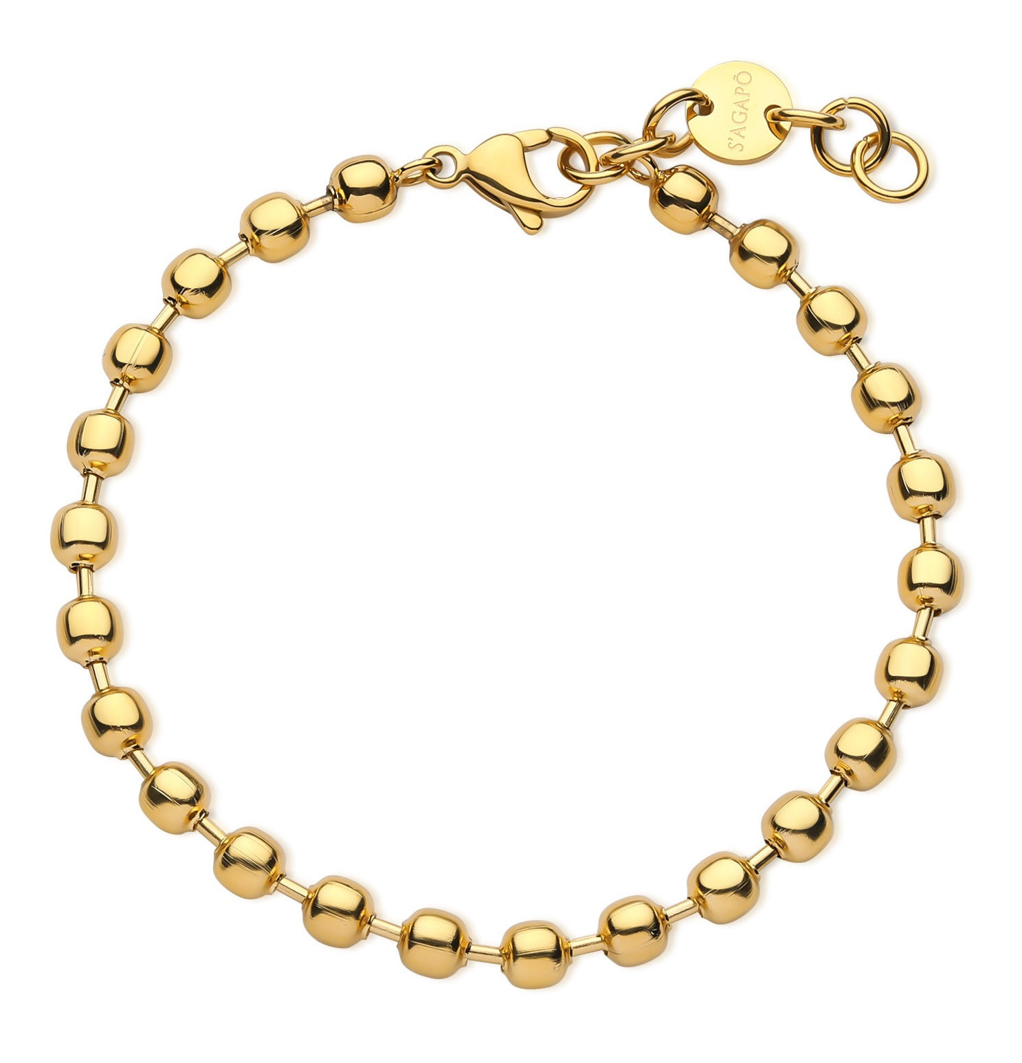S'Agapõ Pánský korálkový náramek z pozlacené oceli Ripple SRP66