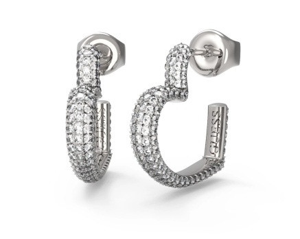 Guess Kruhové náušnice ve tvaru srdce Beloved JUBE05017JWRHT/U