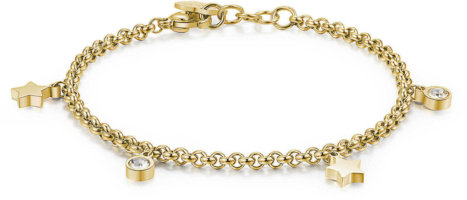 S'Agapõ Ocelový náramek s krystaly a hvězdičkami Luce SCE14