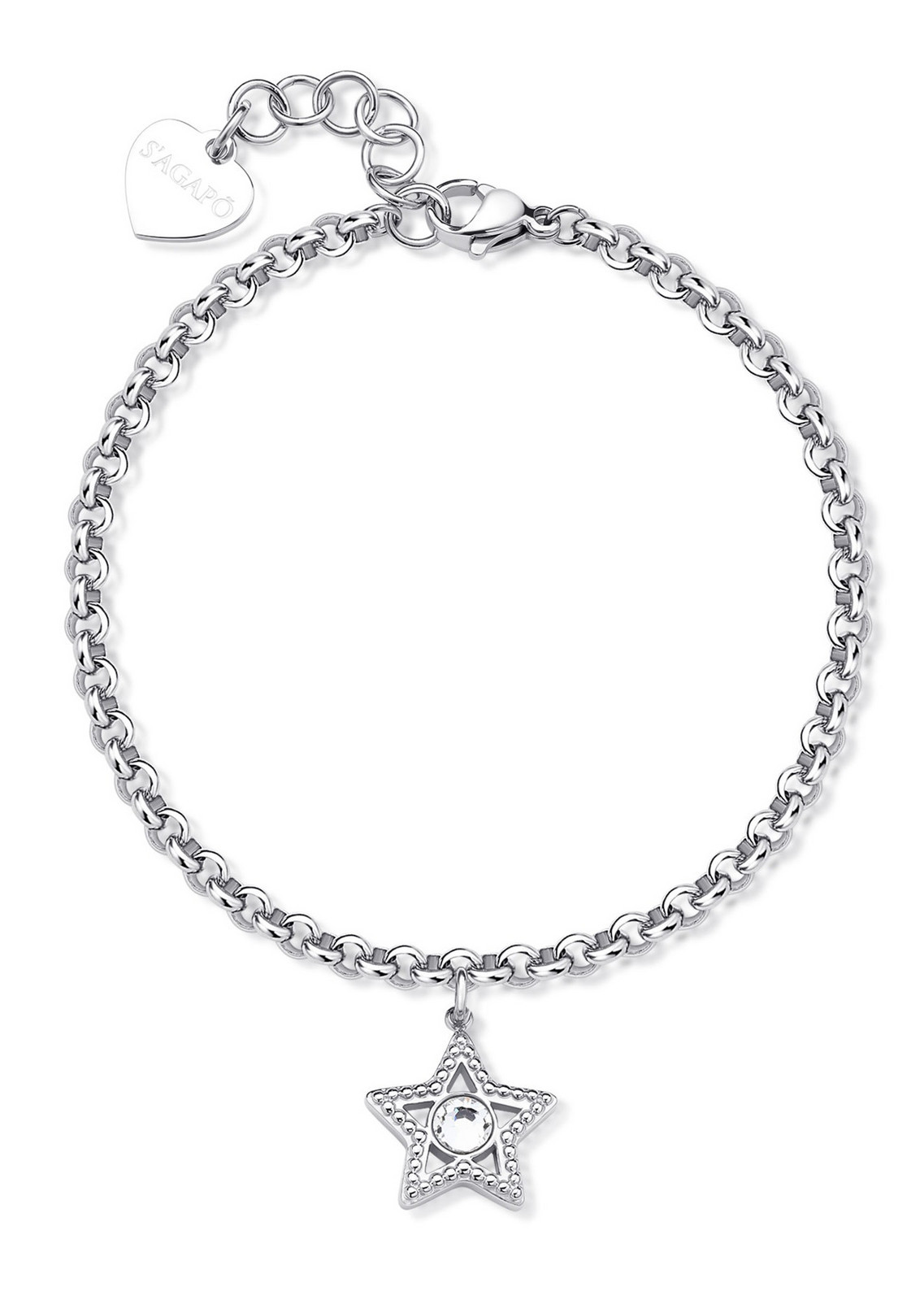 S'Agapõ Ocelový náramek s hvězdičkou Lucky Light SKT43