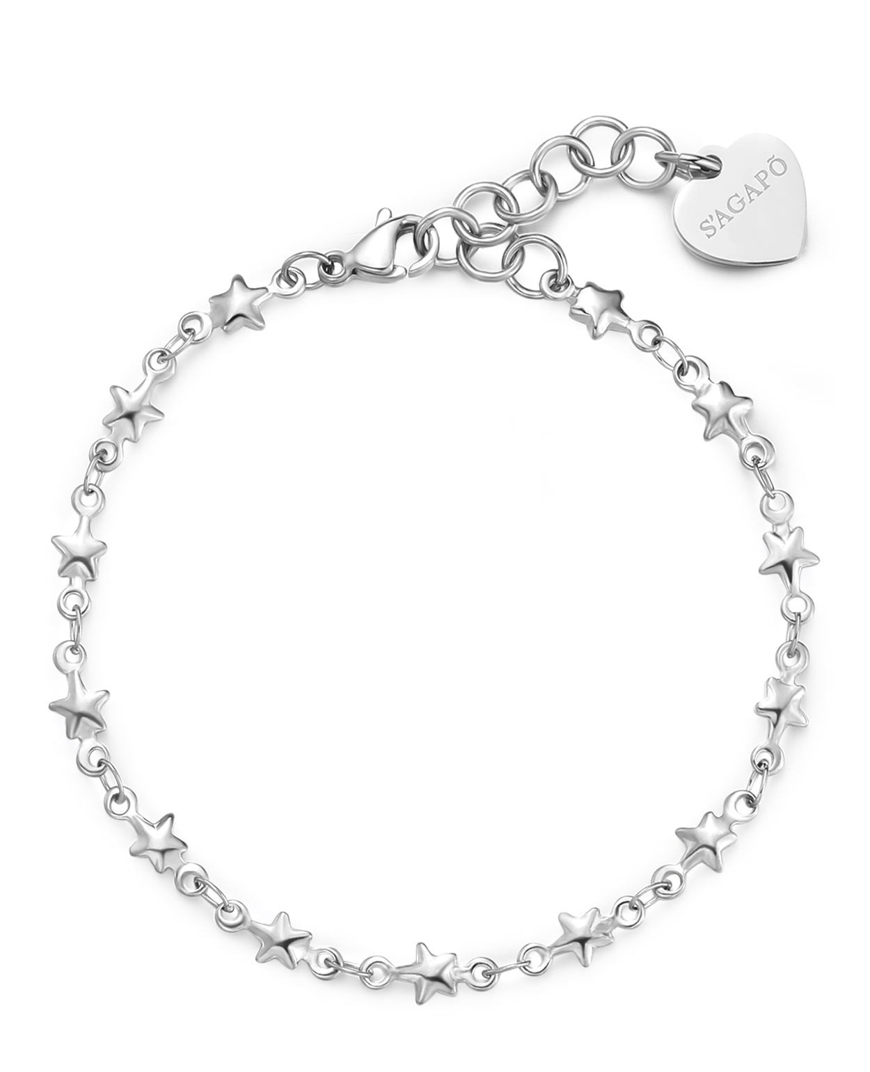 S'Agapõ Ocelový náramek s hvězdičkami Chunky SHK94