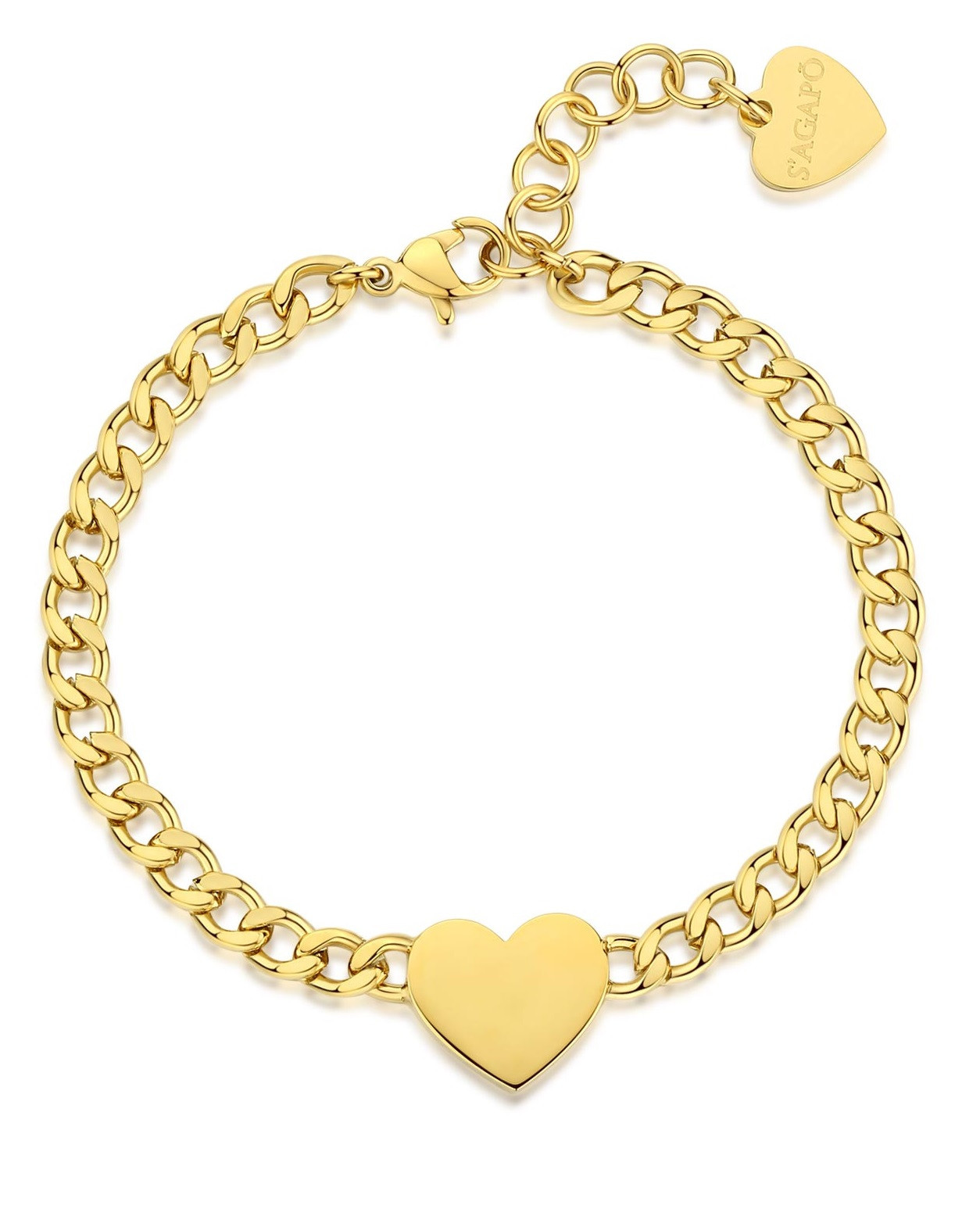 S'Agapõ Romantický pozlacený náramek se srdíčkem My love SYL14