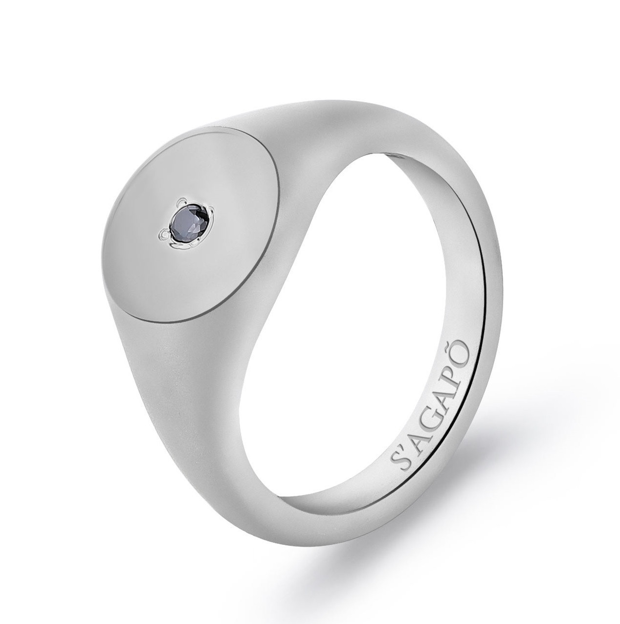 S'Agapõ Výrazný ocelový prsten s černým zirkonem Tag Me Too STG31 51 mm