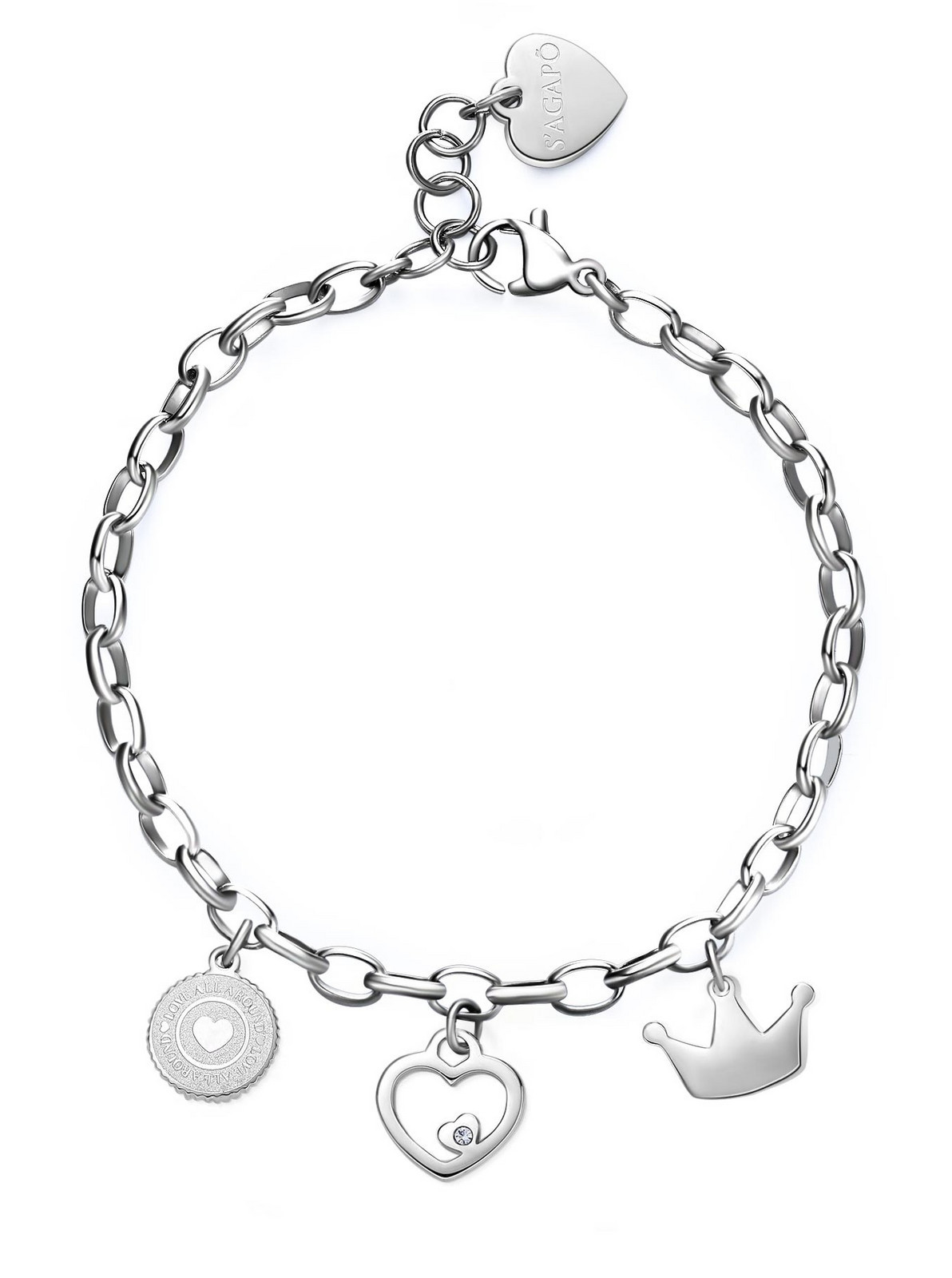 S'Agapõ Dámský ocelový náramek s přívěsky Happy SHAR13