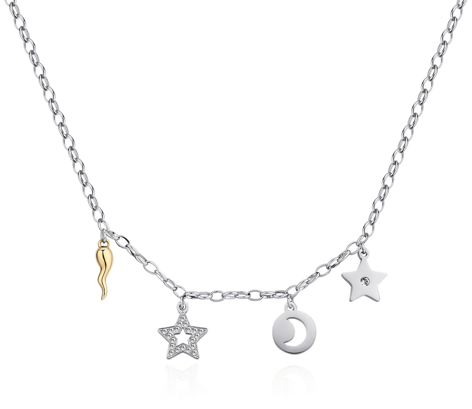 S'Agapõ Originální bicolor náhrdelník s přívěsky Happy SHAR09