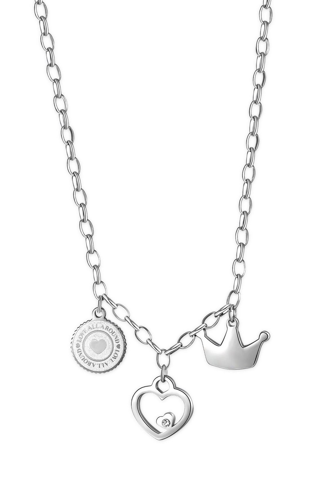 S'Agapõ Slušivý ocelový náhrdelník s přívěsky Happy SHAR03