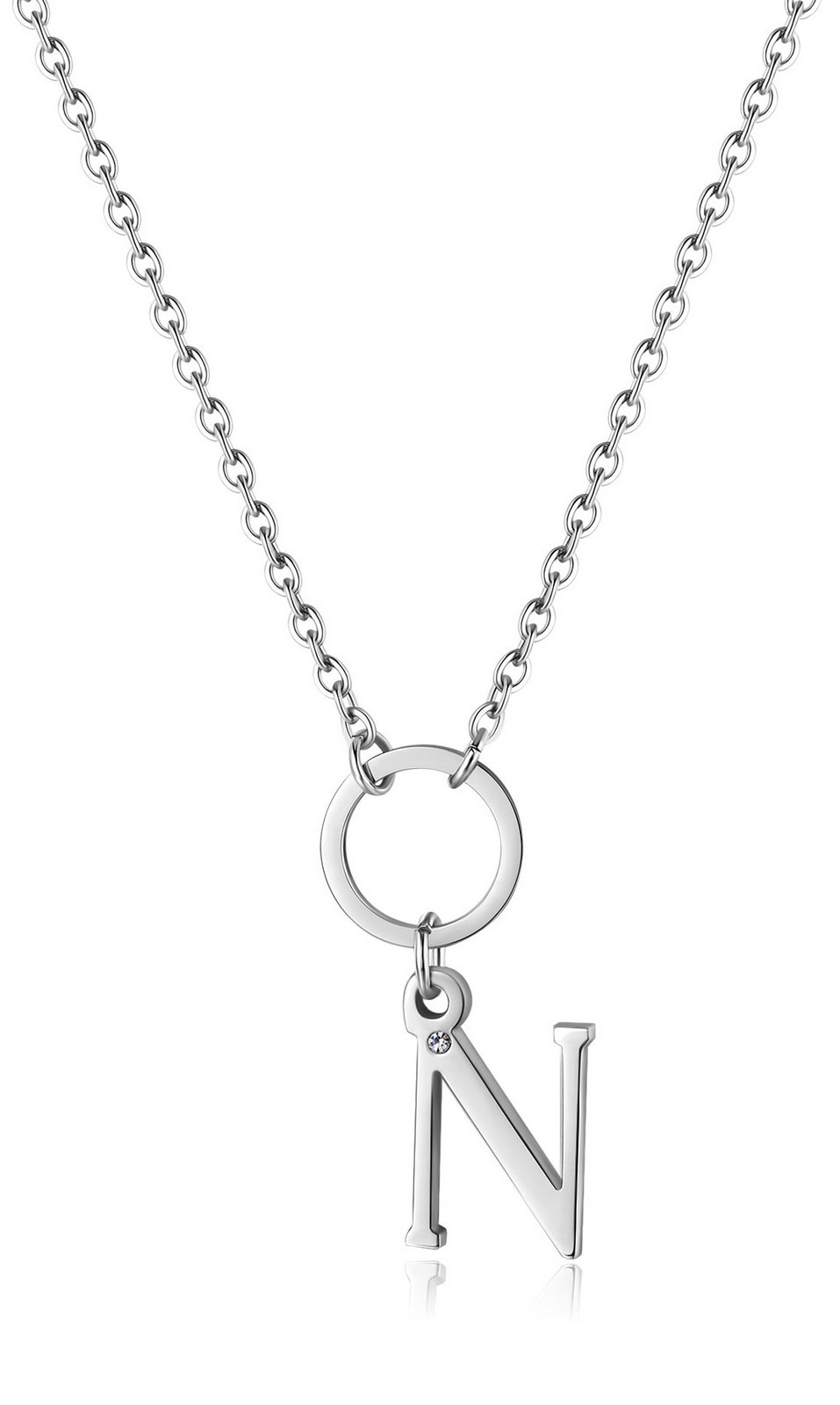 S'Agapõ Dámský ocelový náhrdelník s písmenem N Happy SHAC78