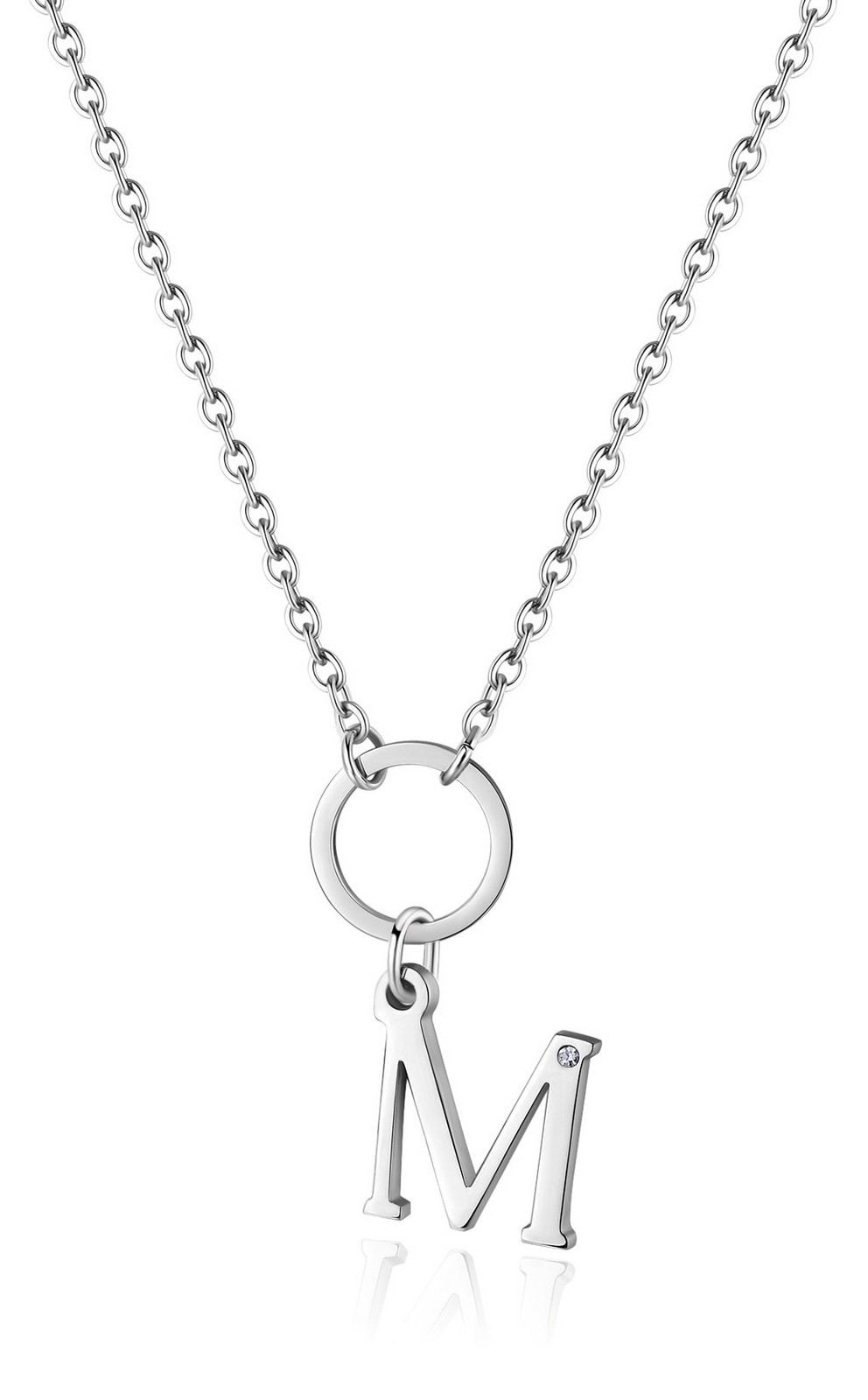 S'Agapõ Dámský ocelový náhrdelník s písmenem M Happy SHAC77
