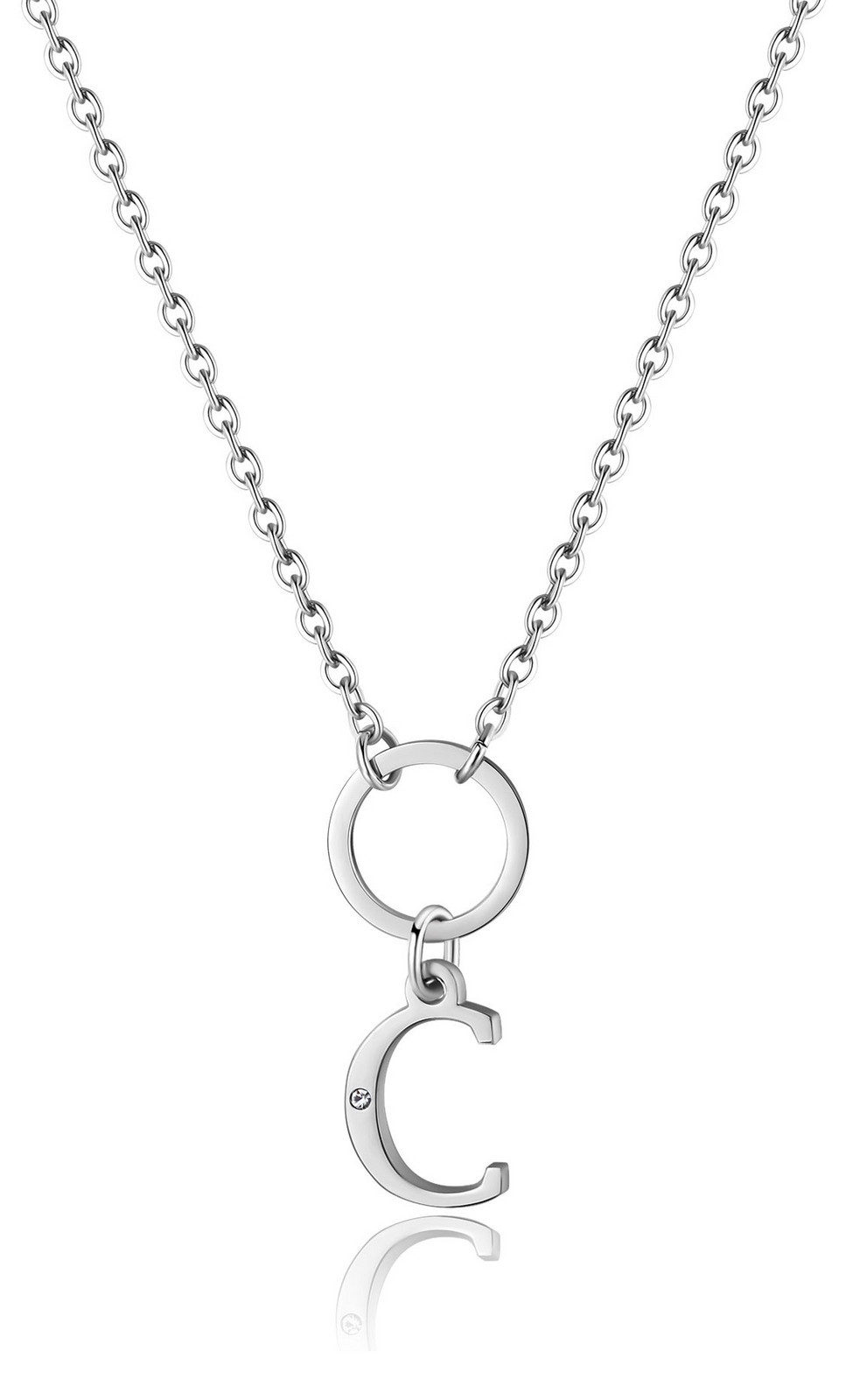 S'Agapõ Dámský ocelový náhrdelník s písmenem C Happy SHAC67