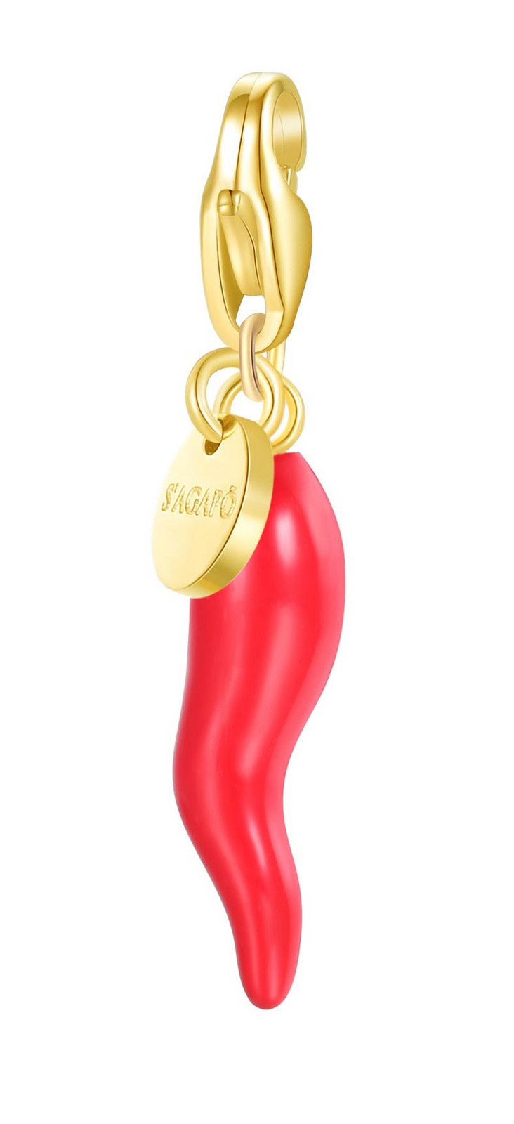 S'Agapõ Originální pozlacený přívěsek Cornicello Happy SHA374